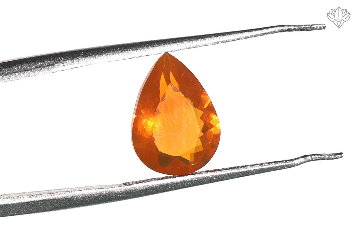 Radiant Mexican Opal Pendant Pear 8x11mm Faceted Natural Gemstone for Heirloom Jewelry