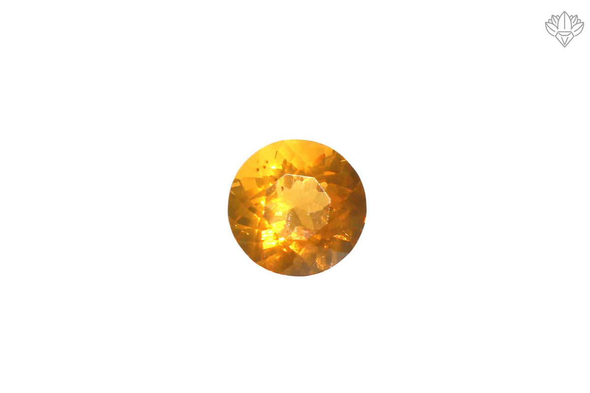 Auric Mexican Opal Pendant Round 6mm Faceted Gem for Stackable Rings, Birthstone Jewelry