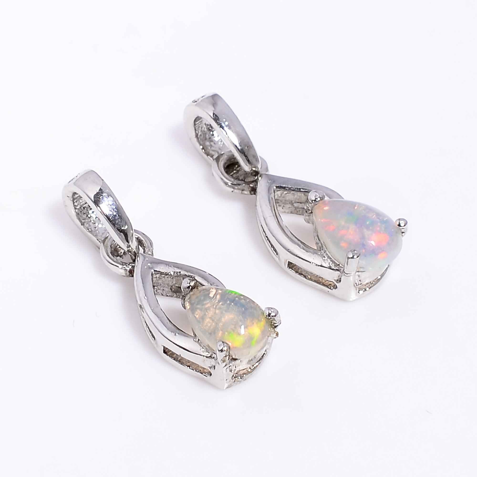 Sweetheart Opal Pendant 6x4mm Pear Cabochon 925 Sterling Silver Romantic Jewelry Anniversary Keepsake