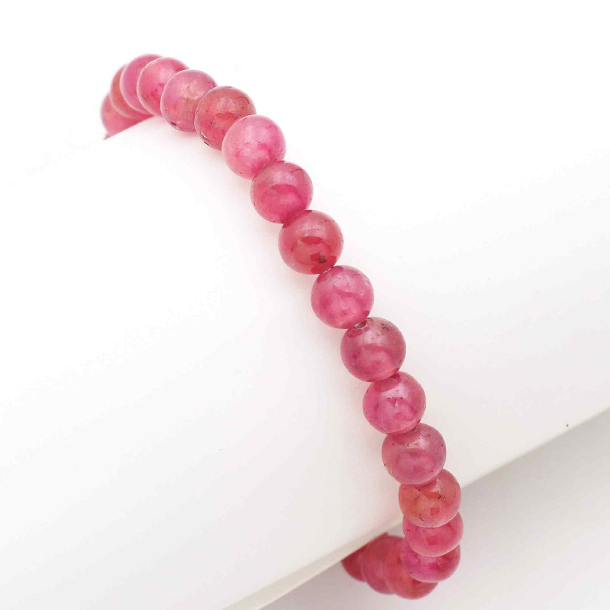 Natural Pink Sapphire Handmade Beaded Bracelet Elastic Band Healing Gemstone Jewelry 102 Ct