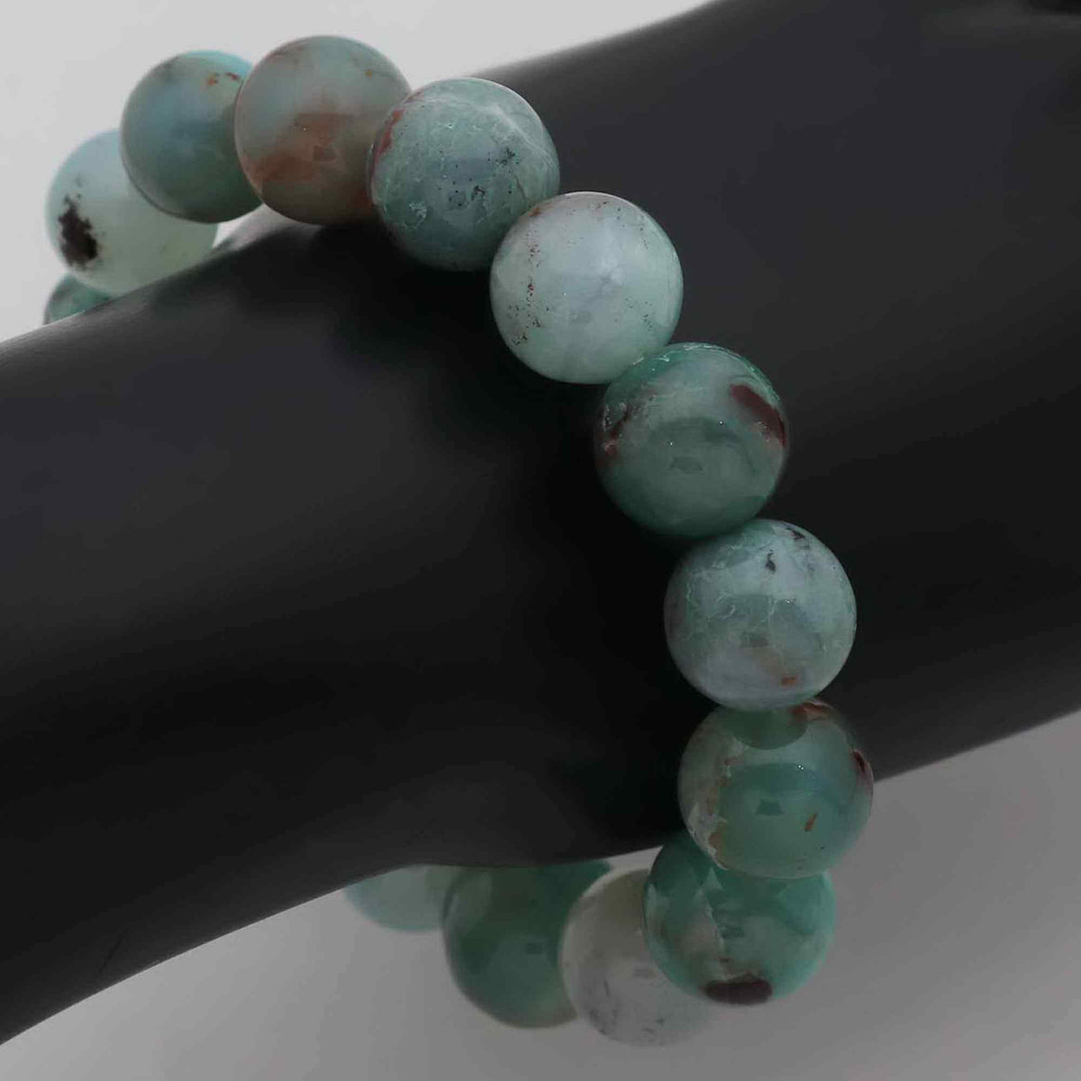 Statement Aqua Chalcedony Bracelet Large Natural Round Gemstone Beads Handmade 210 Ct