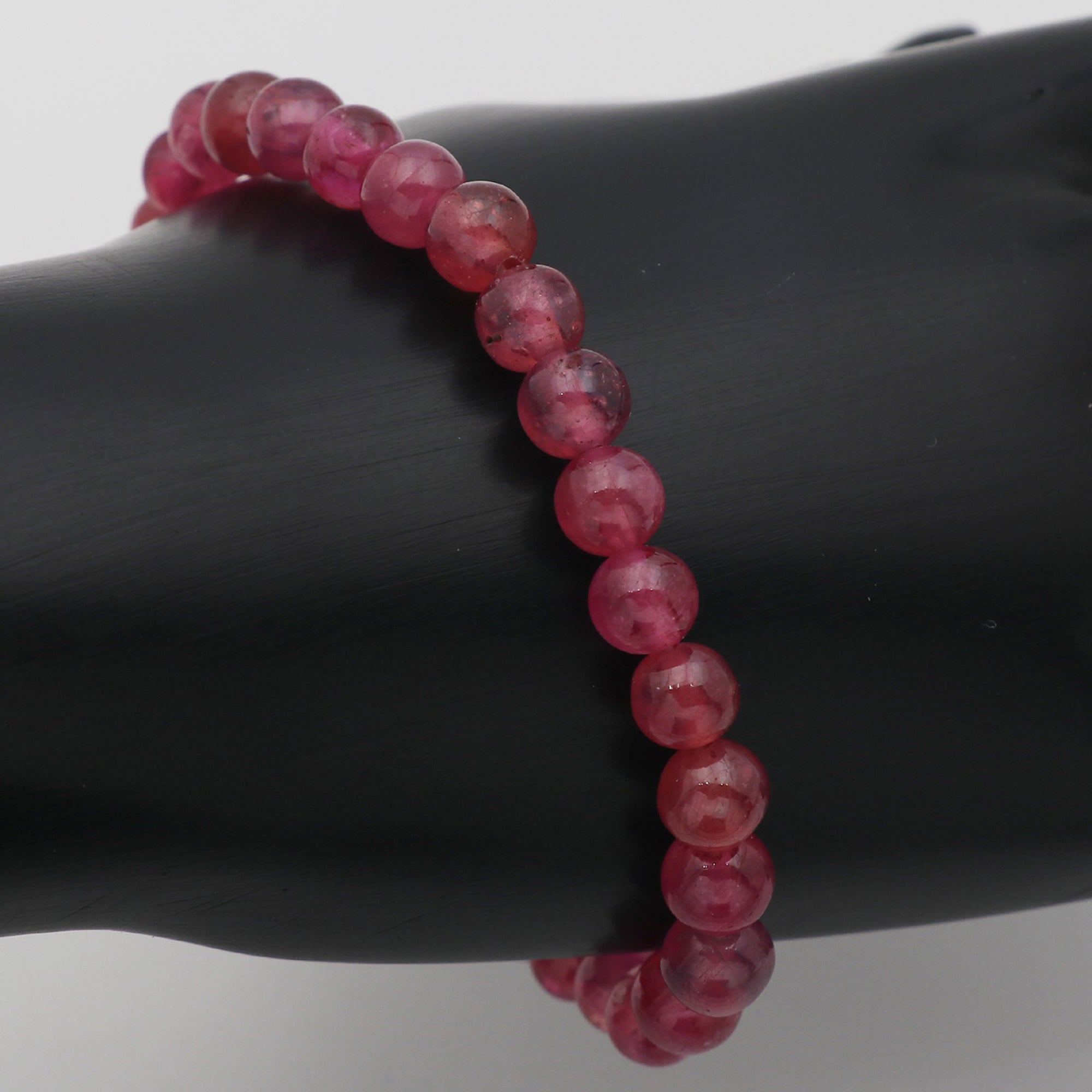 Natural Pink Sapphire Bracelet Round Plain Gemstone Beads Handmade 102 Ct