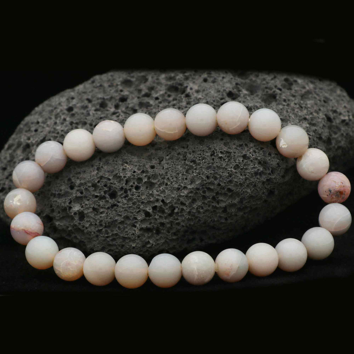 Natural Australian Opal 8mm Bracelet 70 Ct Polished Round Bead Gemstone Jewelry