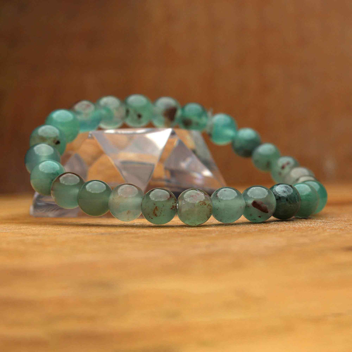Natural Aqua Chalcedony Crystal Bracelet Round Beaded Handmade Jewelry 95 Ct