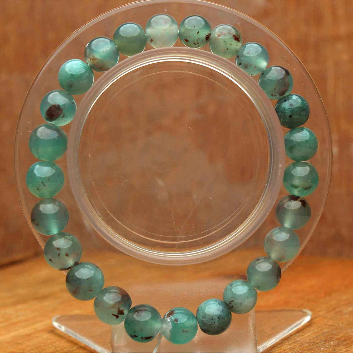 Natural Aqua Chalcedony Crystal Bracelet Round Beaded Handmade Jewelry 95 Ct
