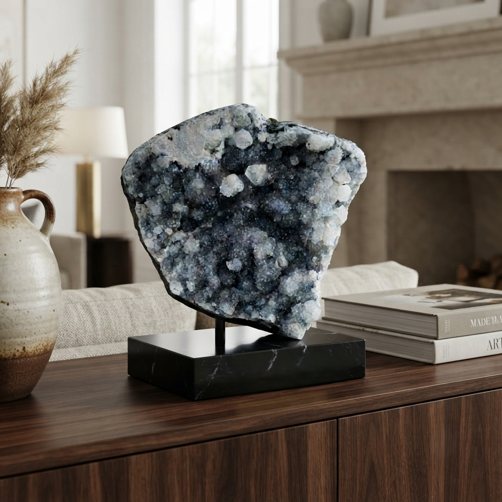 Natural blue apophyllite cluster collector mineral specimen