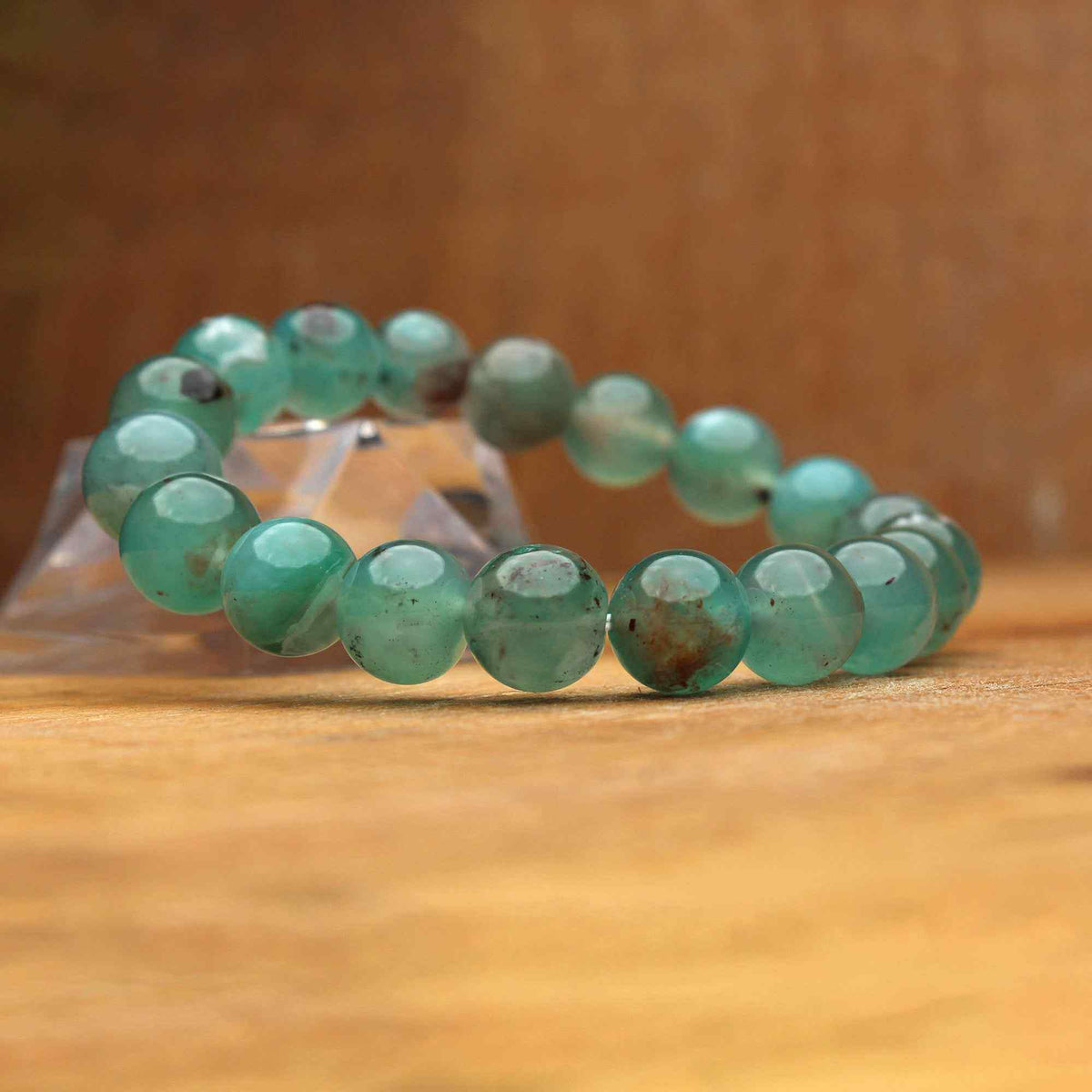 Genuine Aqua Chalcedony Gemstone Bracelet Handmade Round Crystal Jewelry 153 Ct