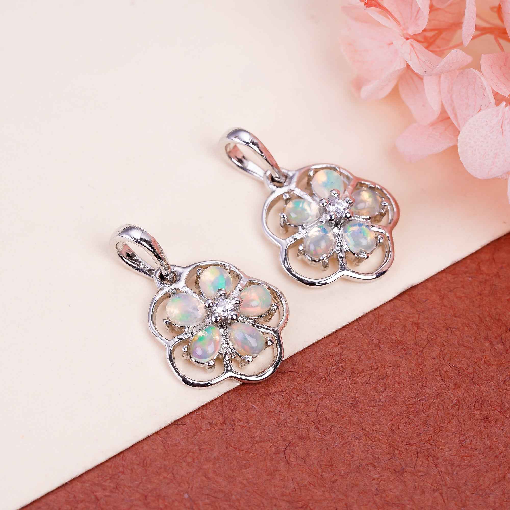 Opal Pendant 3x4mm Pear Cabochon 925 Silver Petite Charm Modern Minimal Fashion Accessory