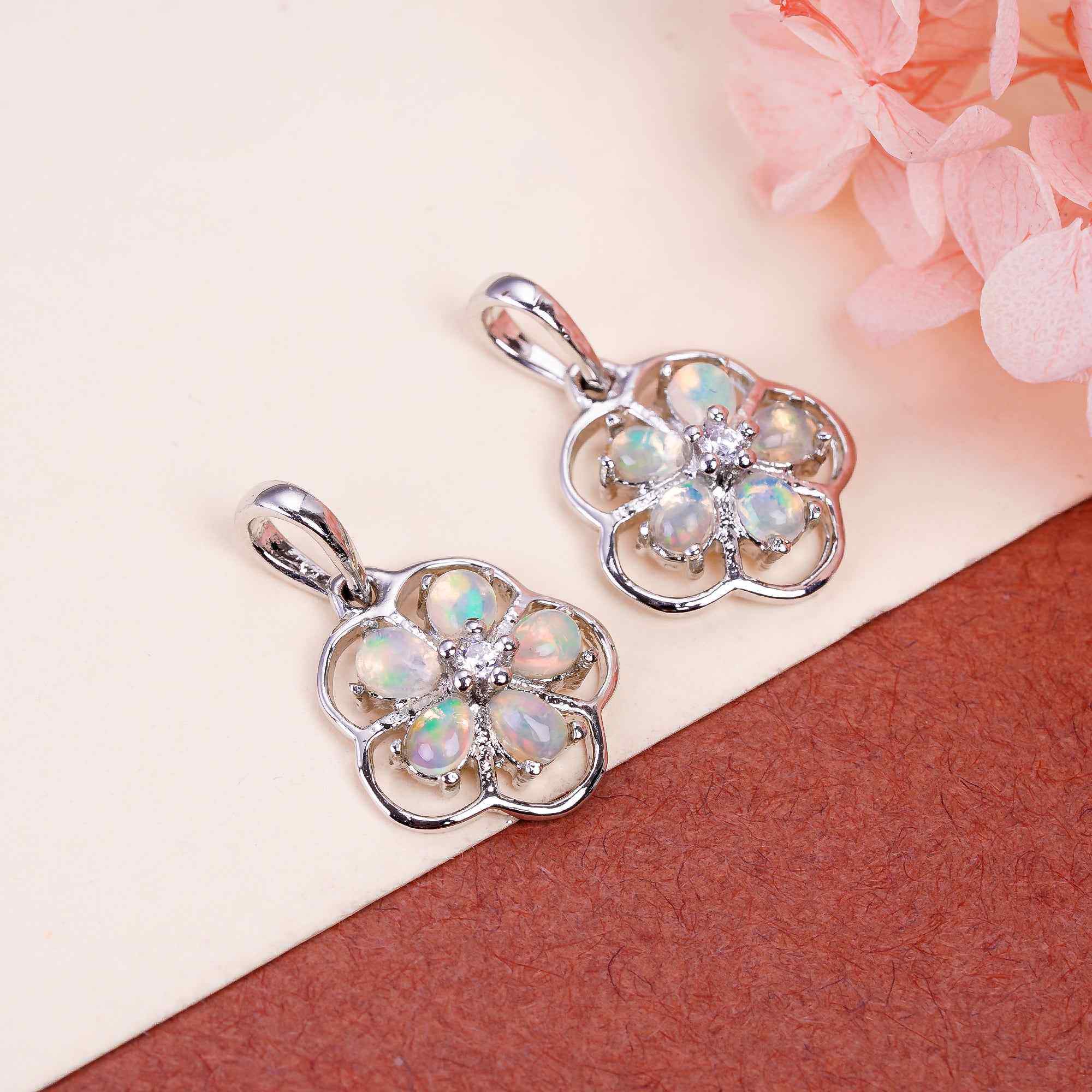 Opal Pendant 3x4mm Pear Cabochon 925 Silver Petite Charm Modern Minimal Fashion Accessory