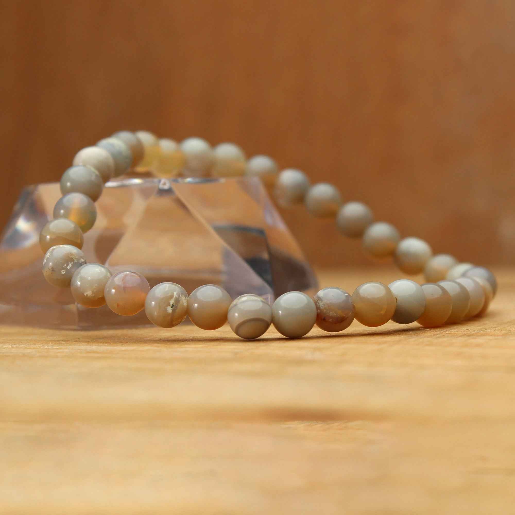 Lightweight Australian Opal Bracelet Small Round Beads Handmade Jewelry 39 Ct