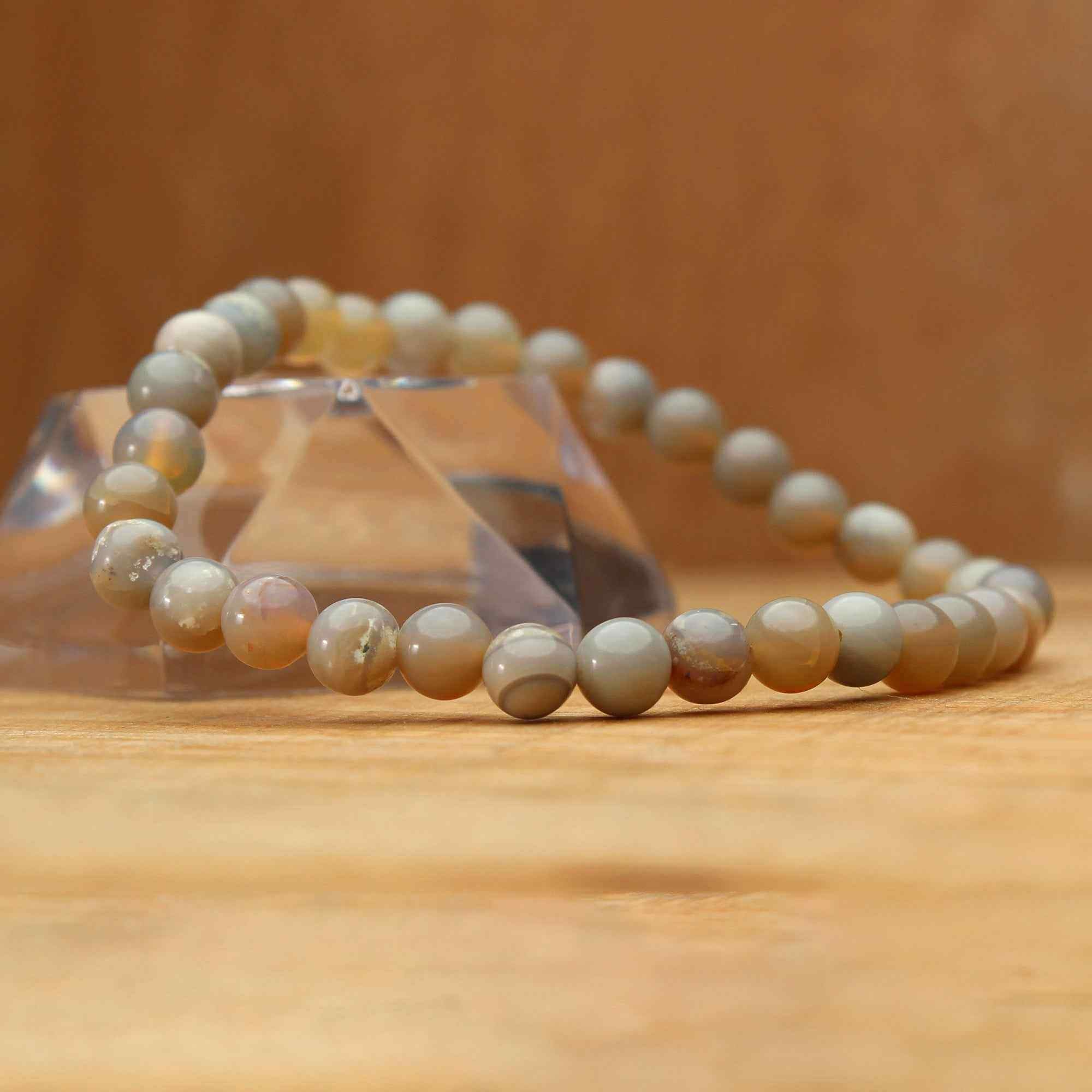 Lightweight Australian Opal Bracelet Small Round Beads Handmade Jewelry 39 Ct