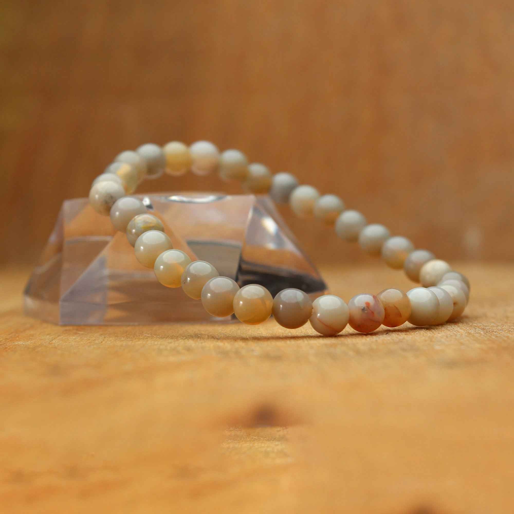Dainty Australian Opal Bracelet Polished Round Beads October Jewelry 39 Ct