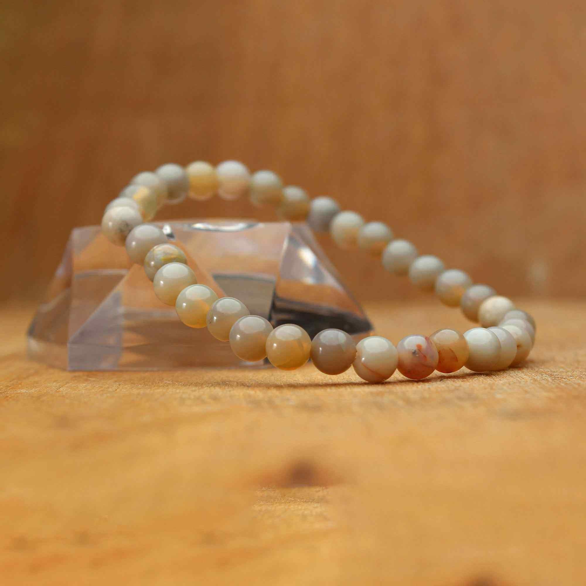 Dainty Australian Opal Bracelet Polished Round Beads October Jewelry 39 Ct