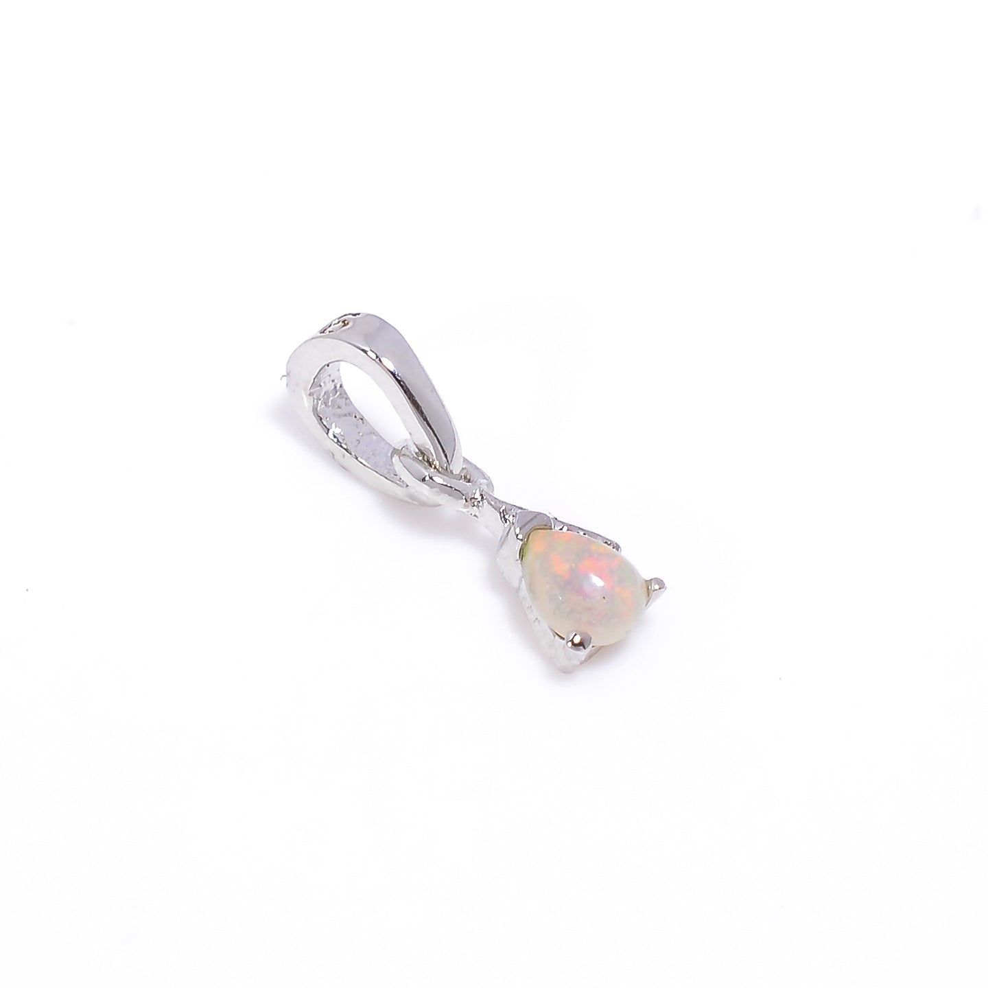 Opal Pendant 3x4mm Pear Cabochon 925 Silver Simple Everyday Necklace Cute Gift for Women
