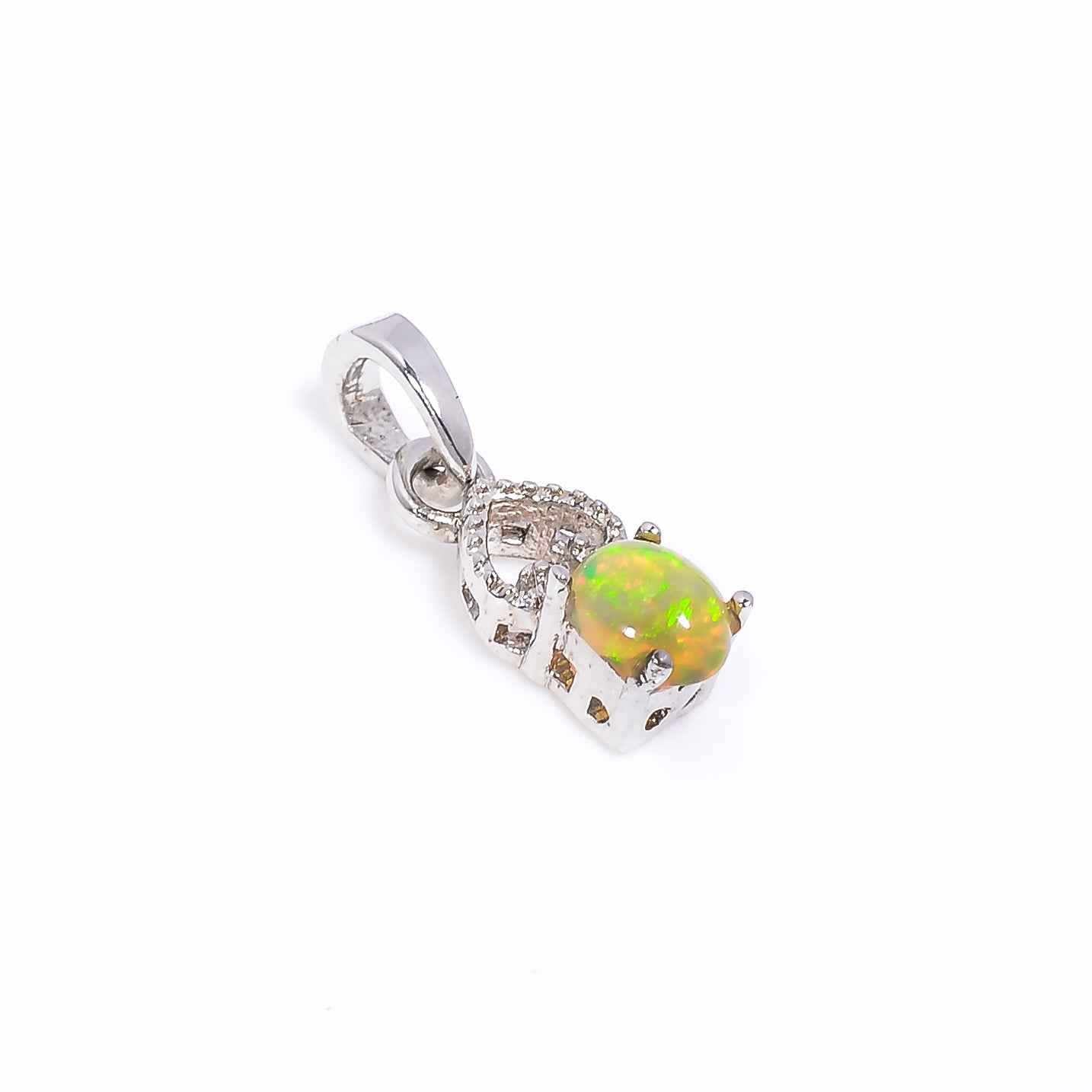 Opal Pendant 4x5mm Oval Cabochon 925 Silver Necklace Simple Everyday Jewelry Gift for Her
