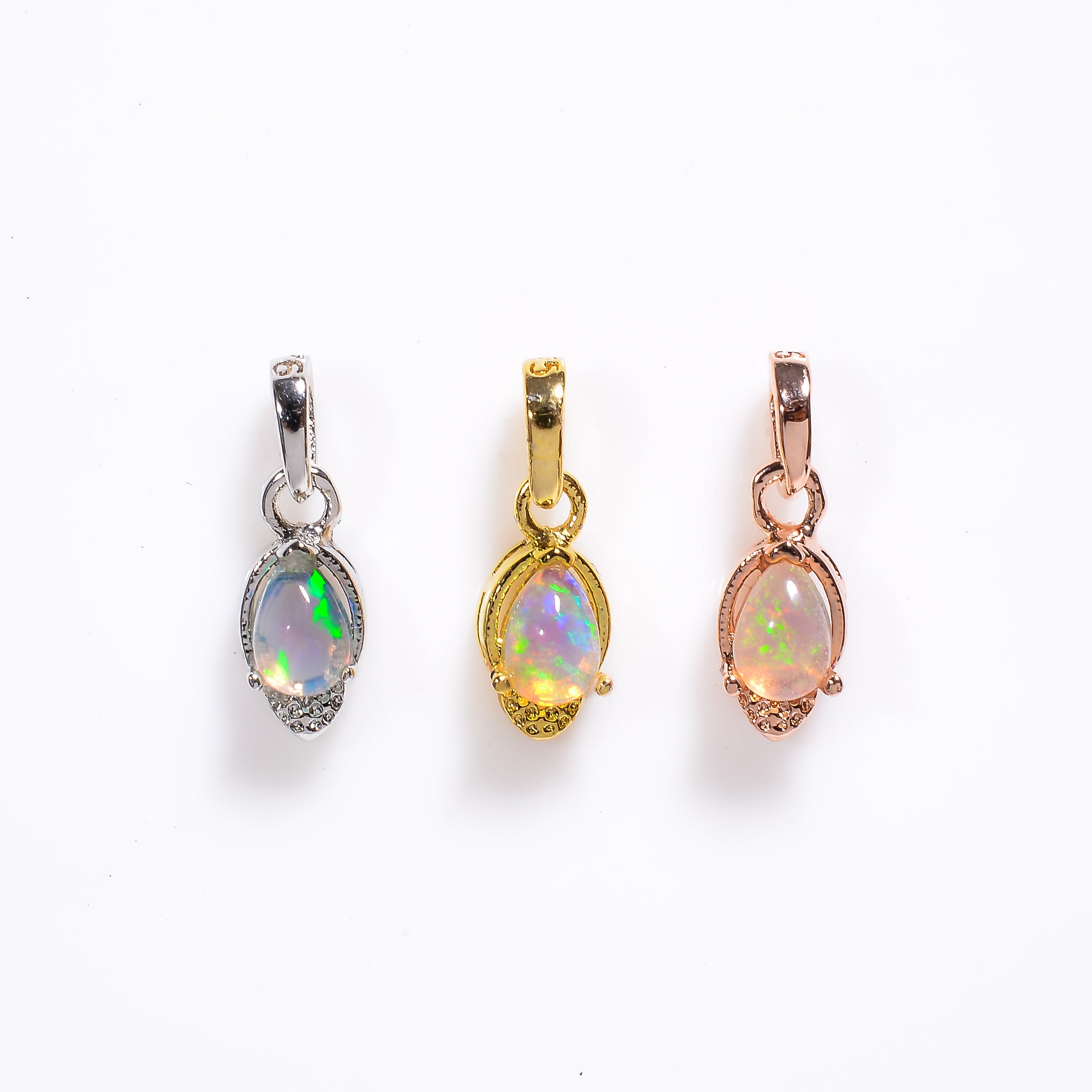 Opal Pendant 4x6mm Pear Cabochon 925 Silver Necklace Everyday Jewelry Simple Gift for Her