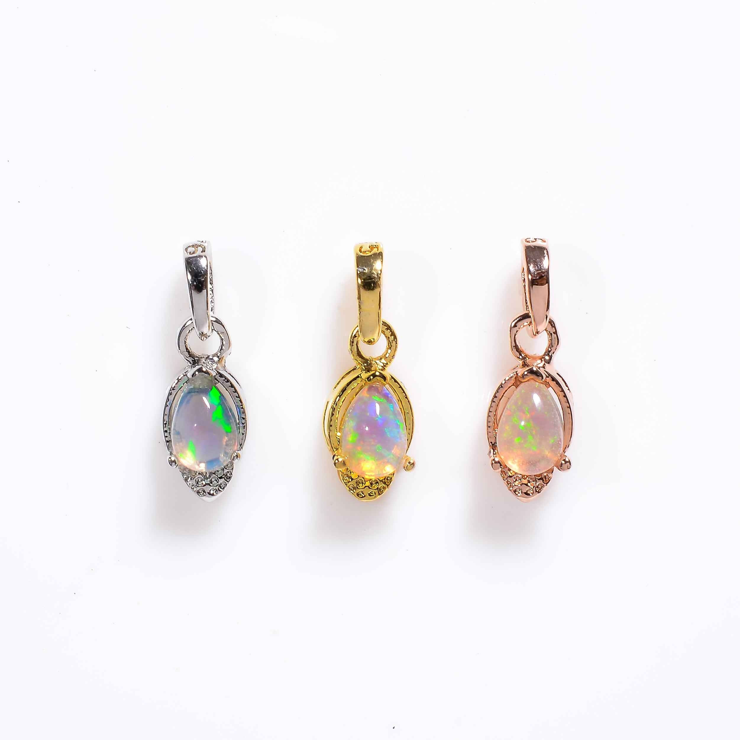 Opal Pendant 4x6mm Pear Cabochon 925 Silver Necklace Everyday Jewelry Simple Gift for Her