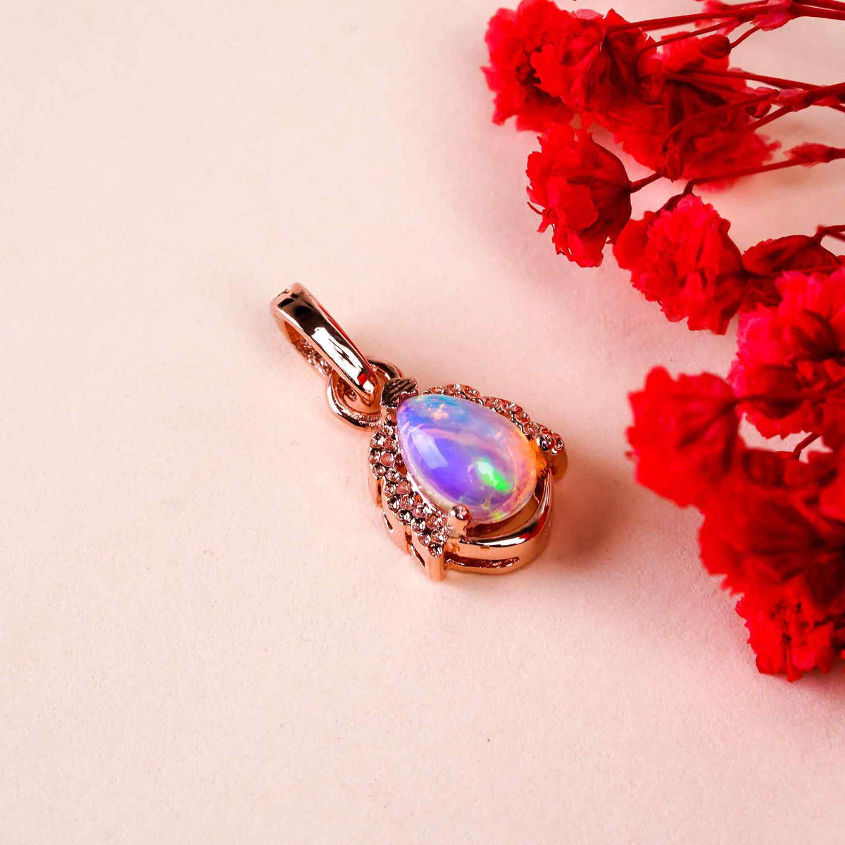 Opal Pendant 5x7mm Pear Cabochon 925 Silver Necklace Classic Jewelry Gift for Women