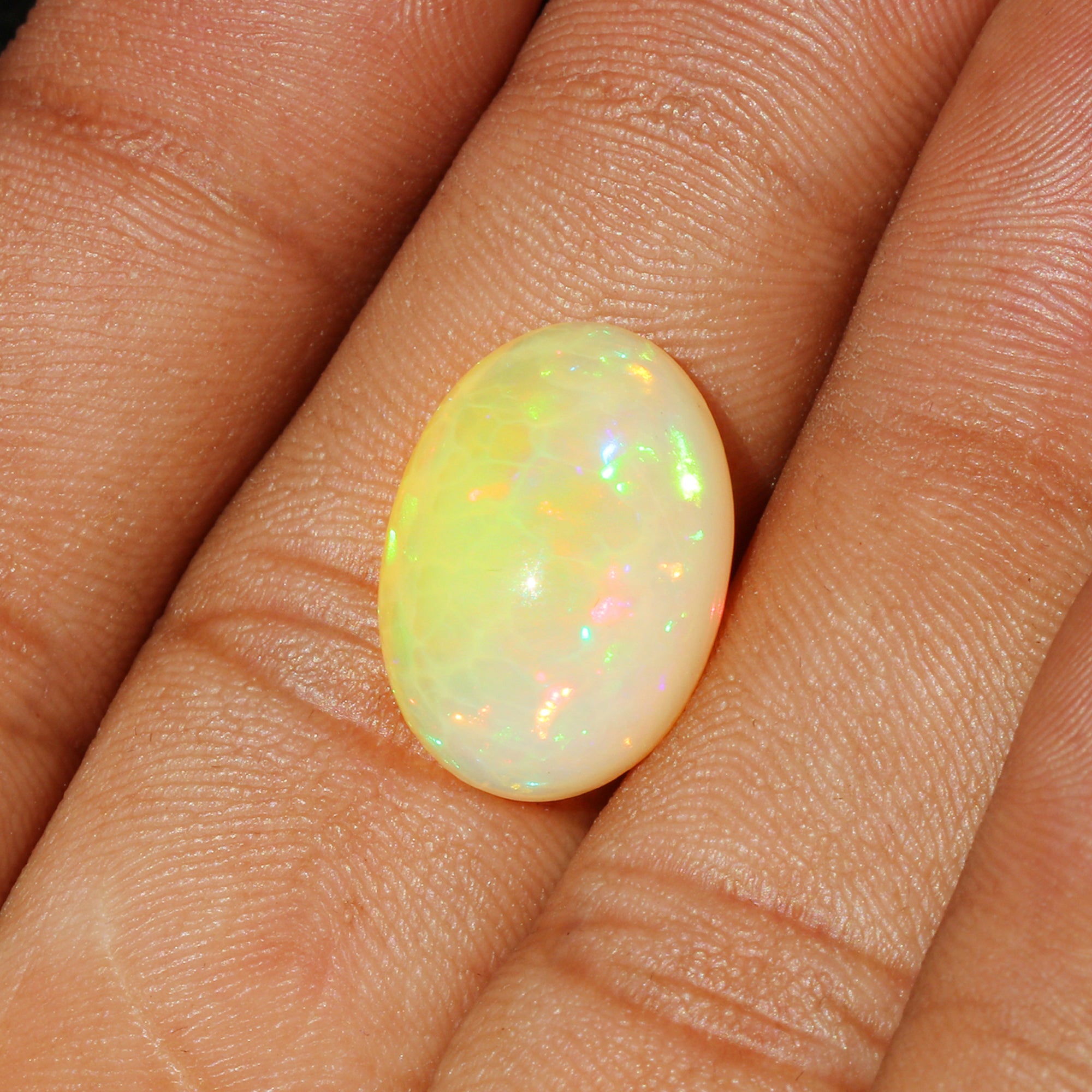 Ethiopian Welo Honeycomb Opal Gemstone: 8.27 Cts, 18x13mm Cabochon