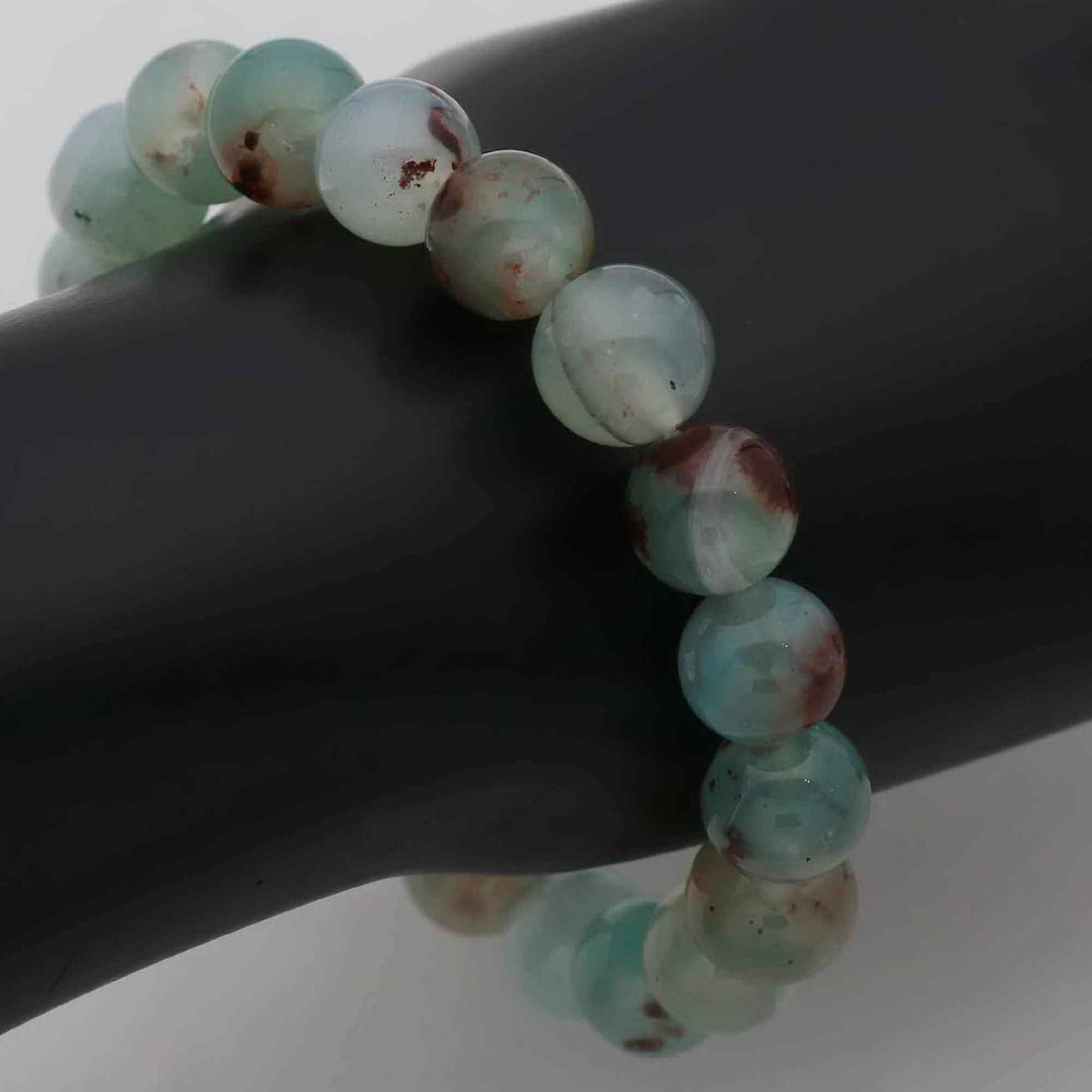 Sky Blue Aqua Chalcedony Bracelet Genuine Natural Round Bead Jewelry Handmade 167 Ct