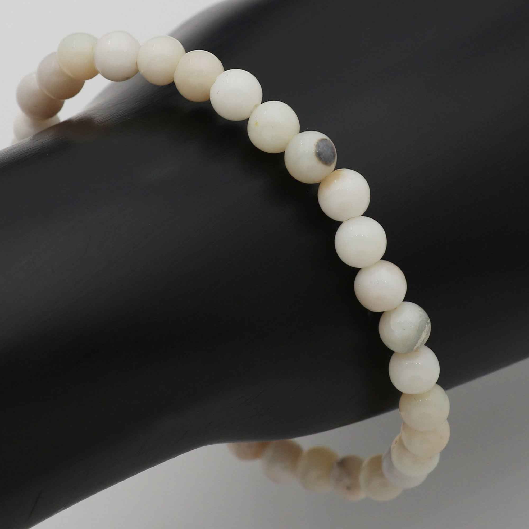 Australian Opal 6mm Bead Bracelet 39 Ct Natural Round Gemstone Handmade Jewelry