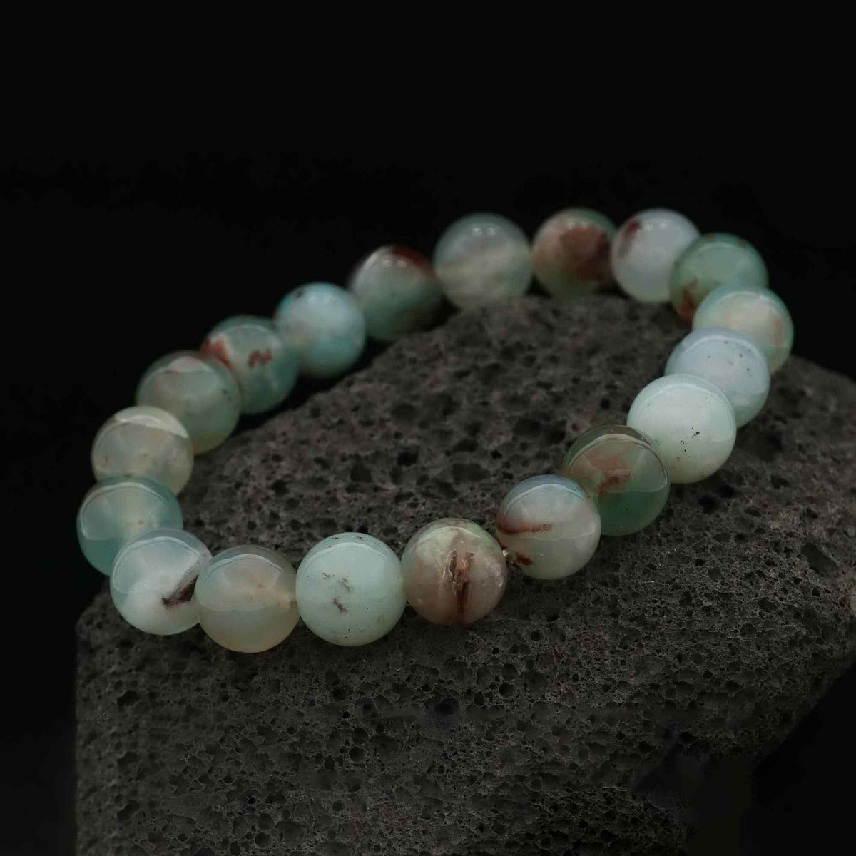 Sky Blue Aqua Chalcedony Bracelet Genuine Natural Round Bead Jewelry Handmade 167 Ct