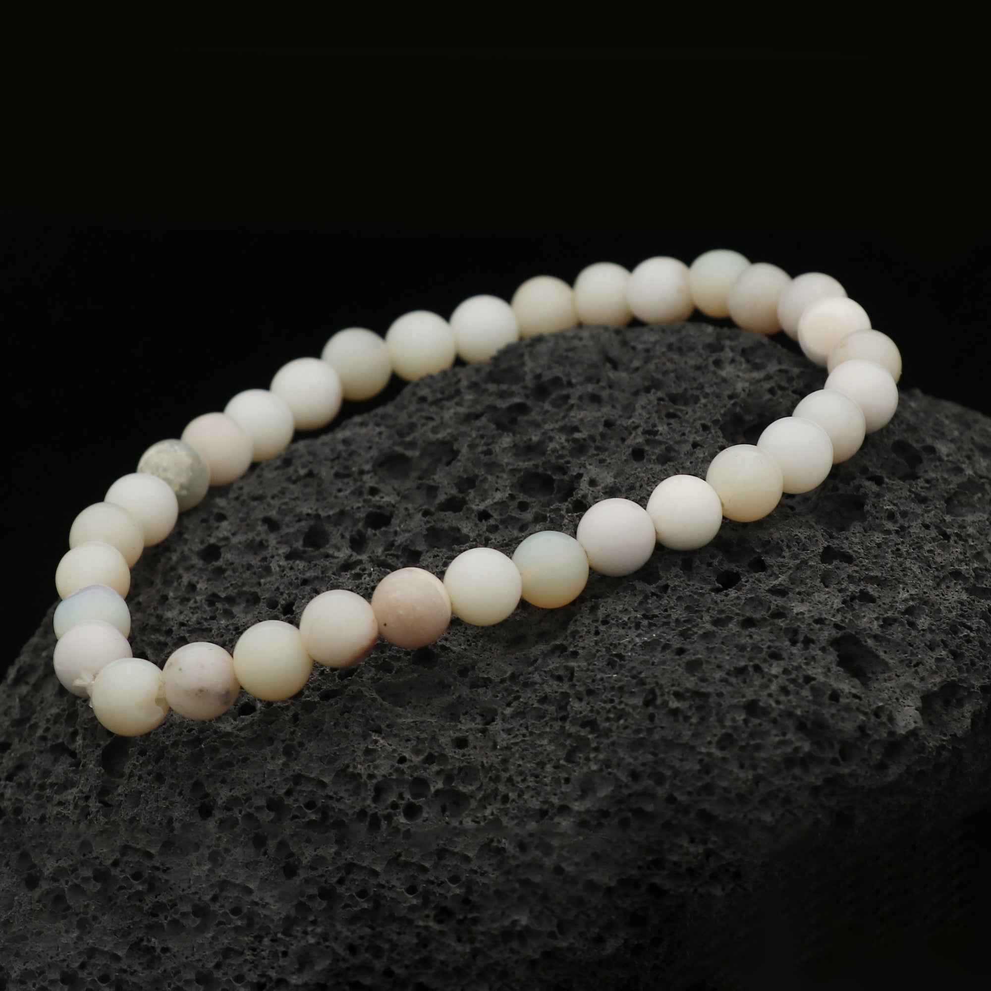 Australian Opal 6mm Bead Bracelet 39 Ct Natural Round Gemstone Handmade Jewelry