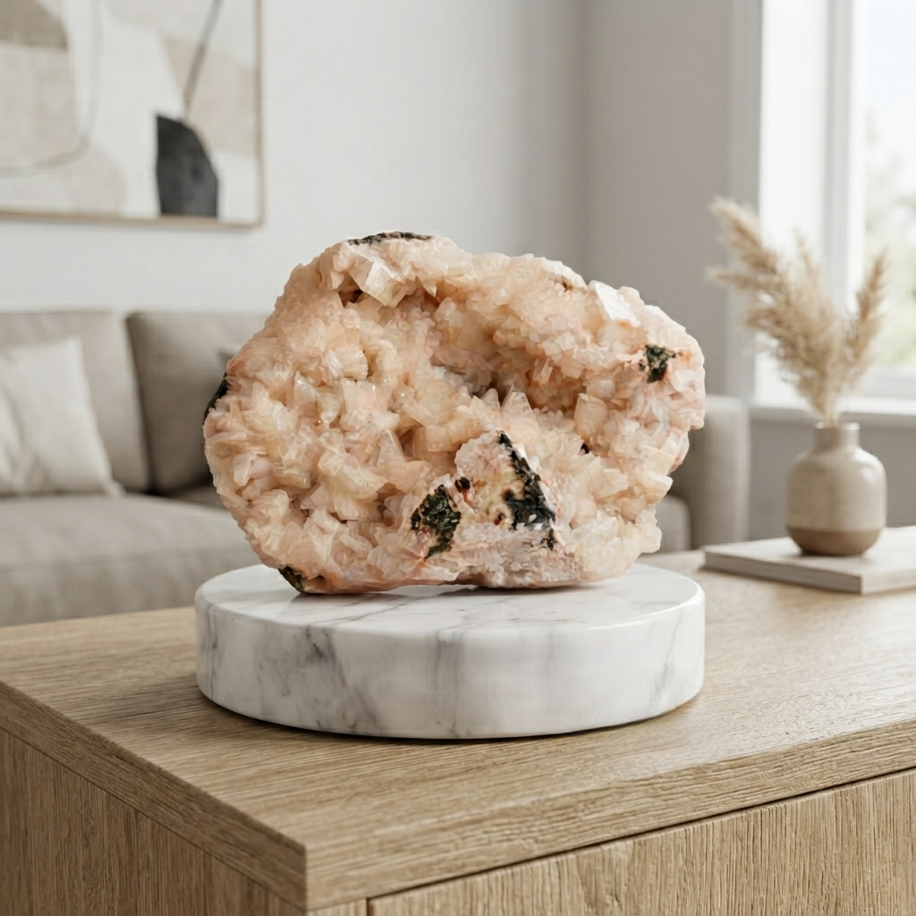 Natural Peach Stilbite Apophyllite Zeolite Mineral Collector Specimen