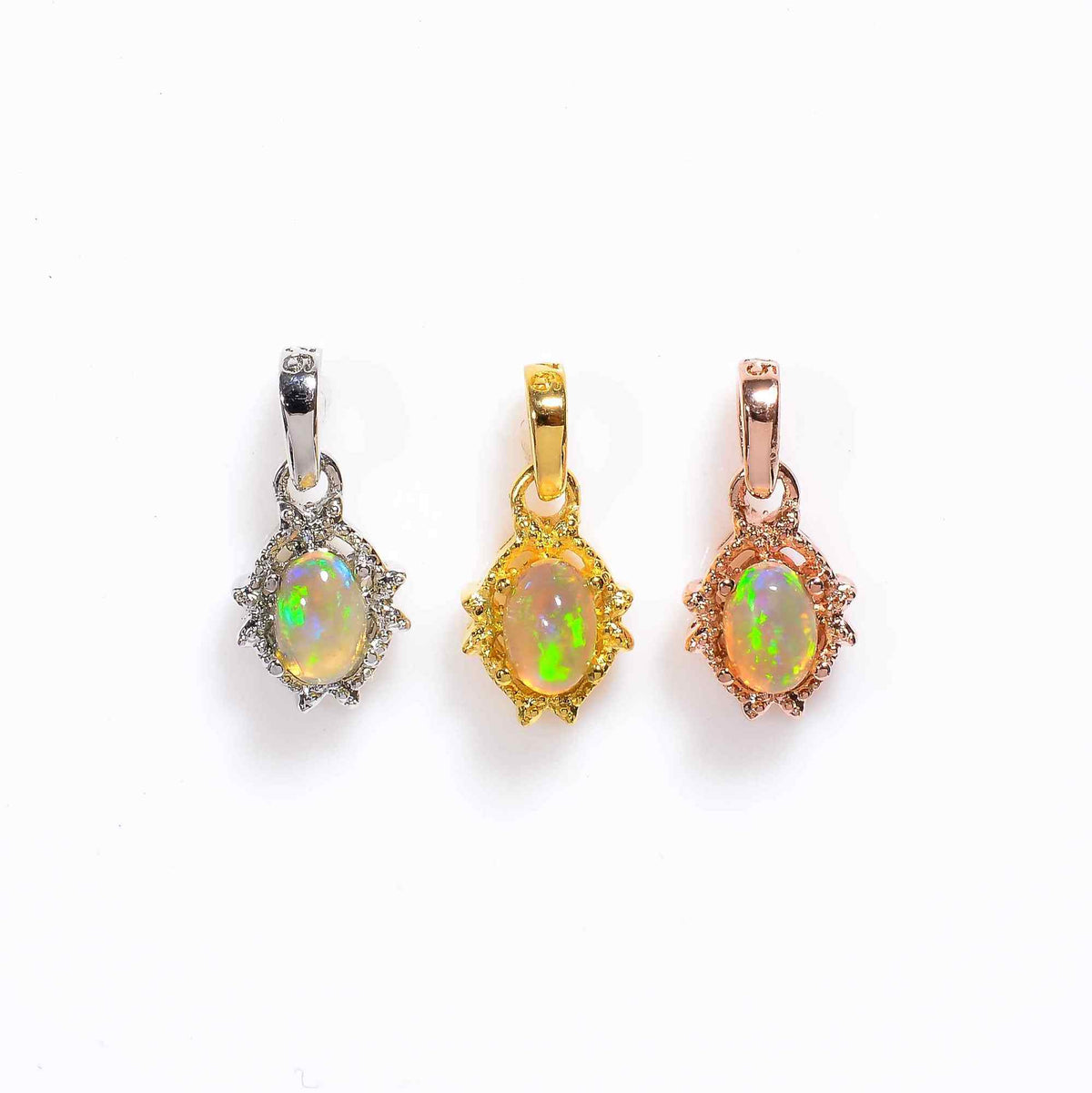 Opal Drop Charm 3x5mm Oval Cabochon 925 Silver Neck Accent Everyday Style Jewelry