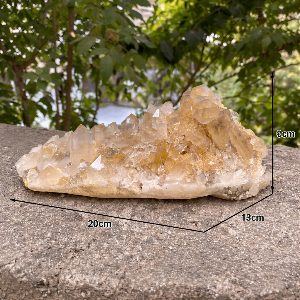 Yellow Samadhi Quartz Crystal Cluster Himalayan Raw Mineral Healing Display Piece