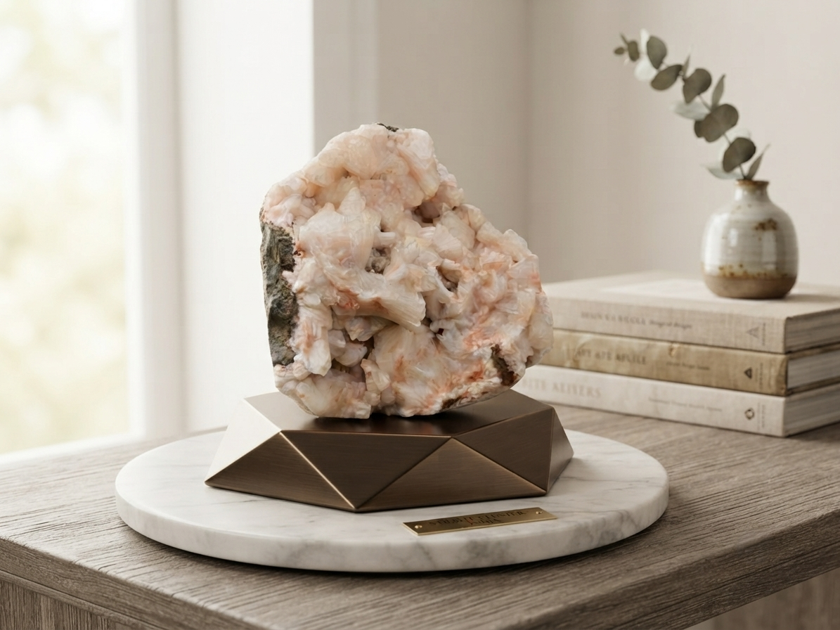 455g Peach Stilbite Apophyllite Geode 9x8x6cm Raw Zeolite Collector Piece