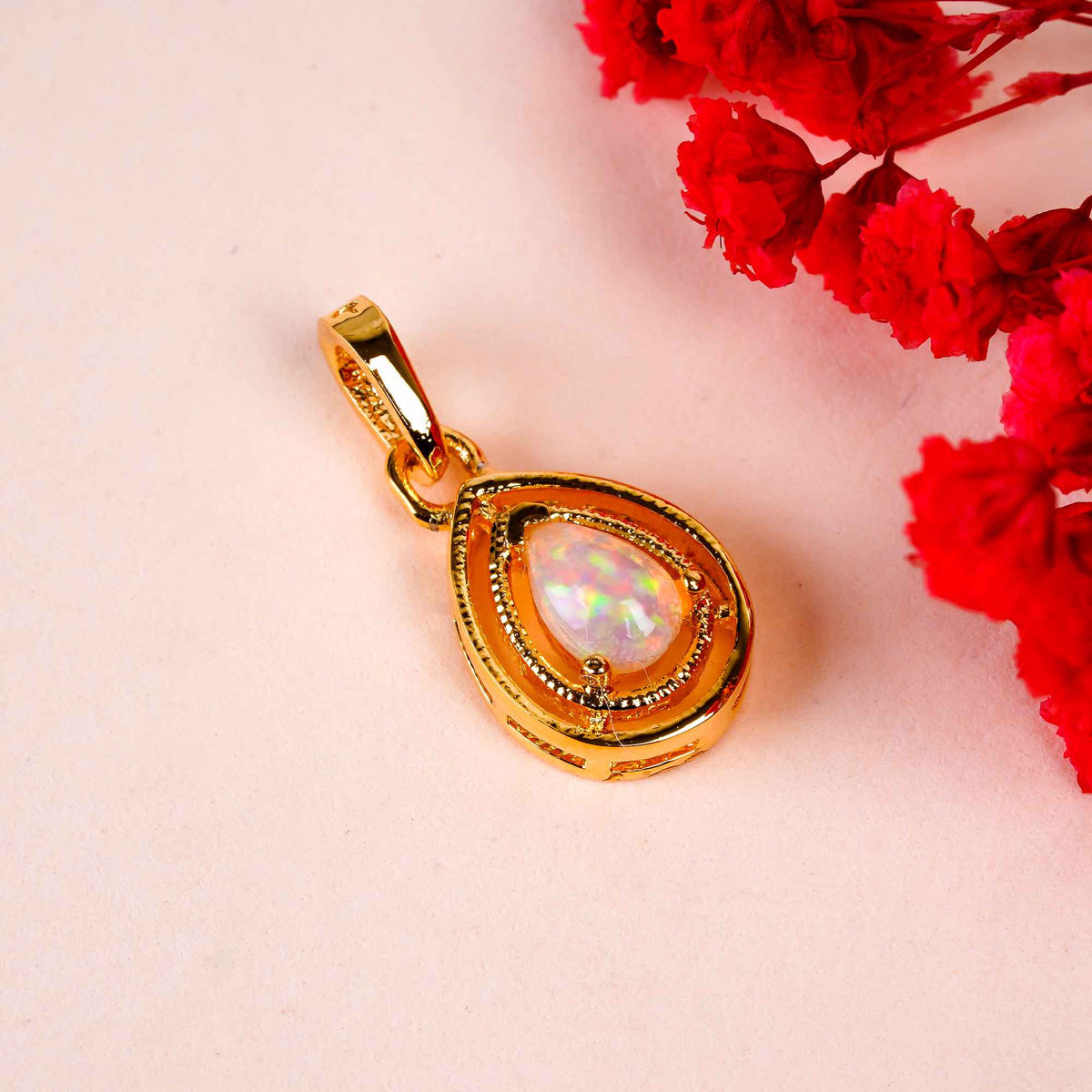Opal Teardrop Charm 5x7mm Pear Cabochon 925 Silver Necklace Classic Style Jewelry Neck Accessory