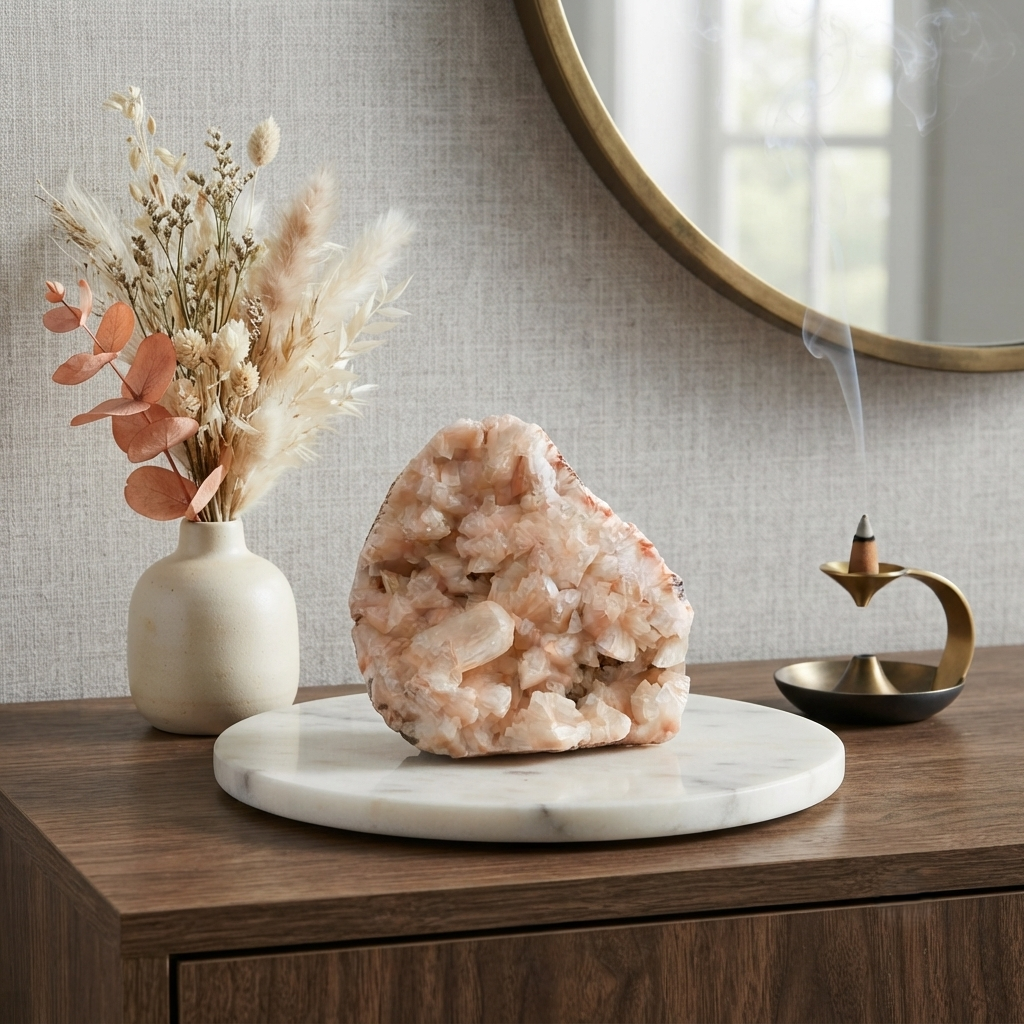 370g Peach Stilbite Apophyllite Geode Collector Mineral Specimen