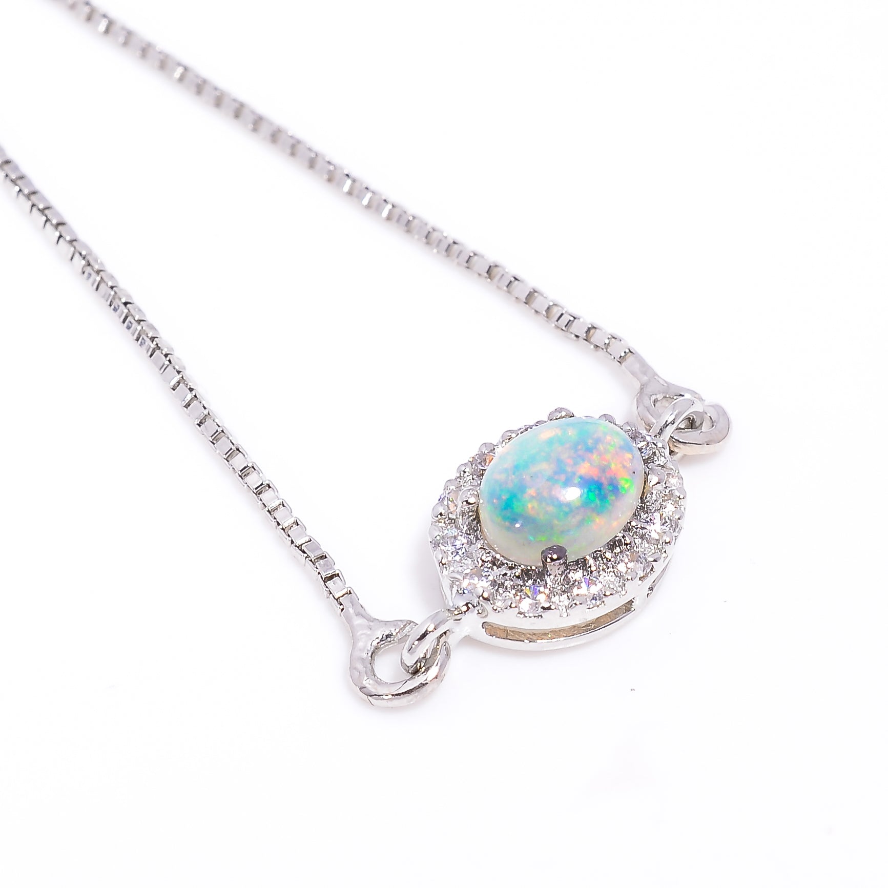 Opal Silver Bracelet – Oval Cabochon 6×8 mm