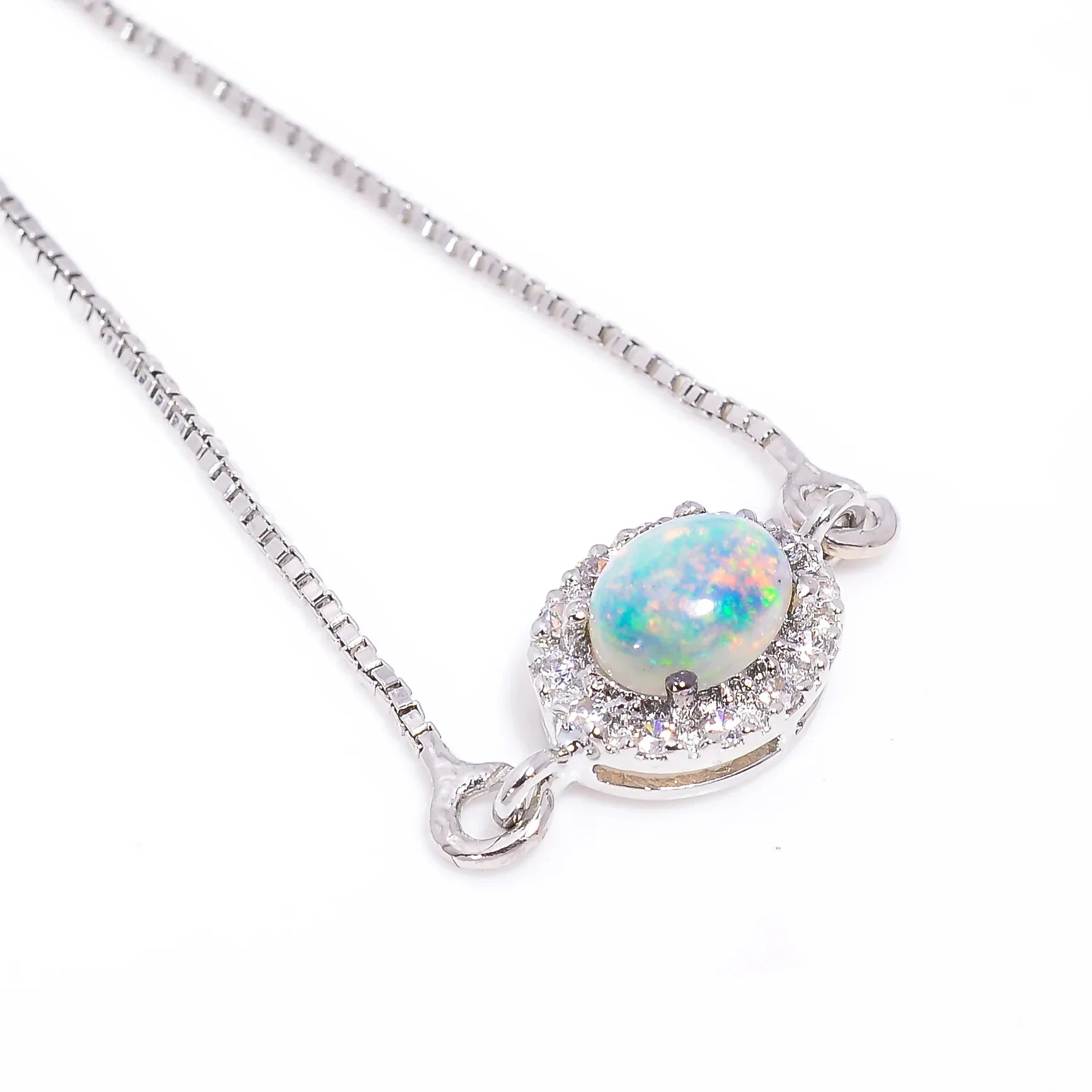 Opal Silver Bracelet – Oval Cabochon 6×8 mm Gemstone Bracelets