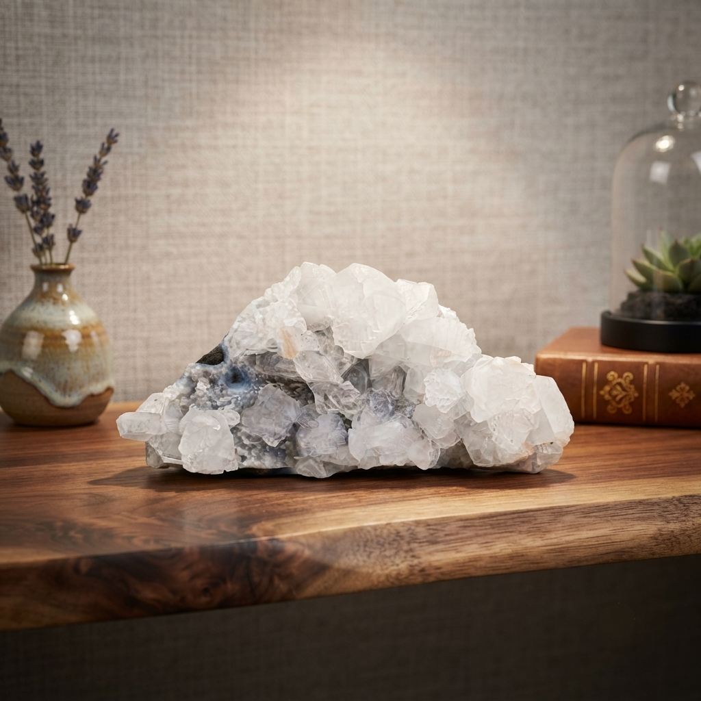 600g Natural White Apophyllite Cluster Raw Zeolite Mineral Specimen