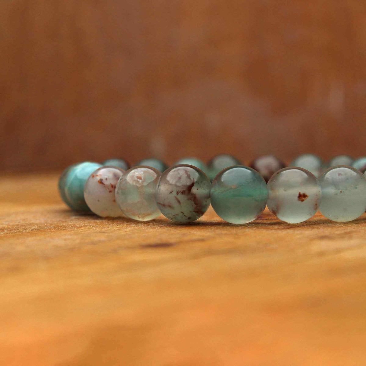 Blue Aqua Chalcedony Stretch Bracelet Natural Round Gemstone Beads Handmade 130 Ct