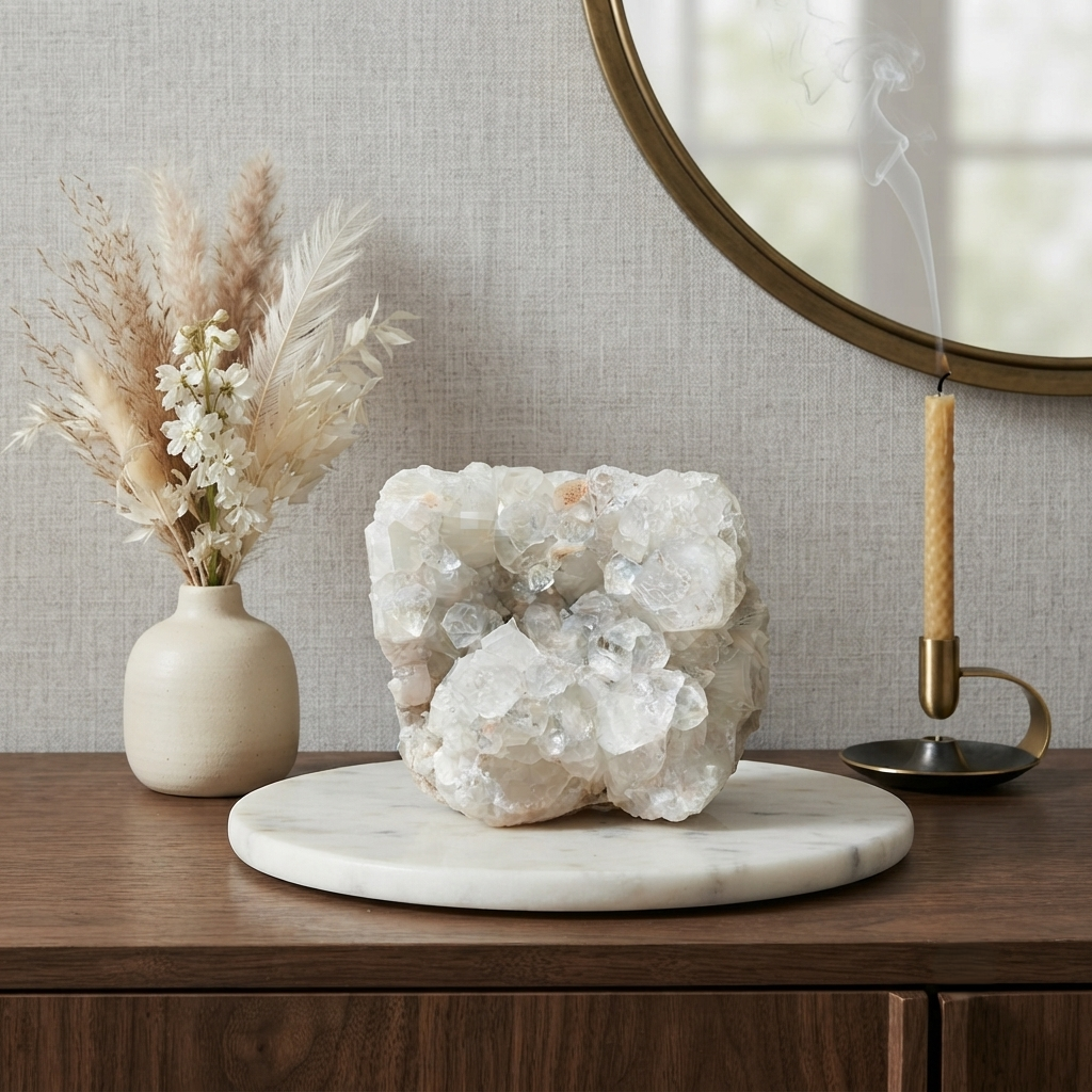 Natural White Apophyllite Geode Collector Zeolite Mineral Specimen