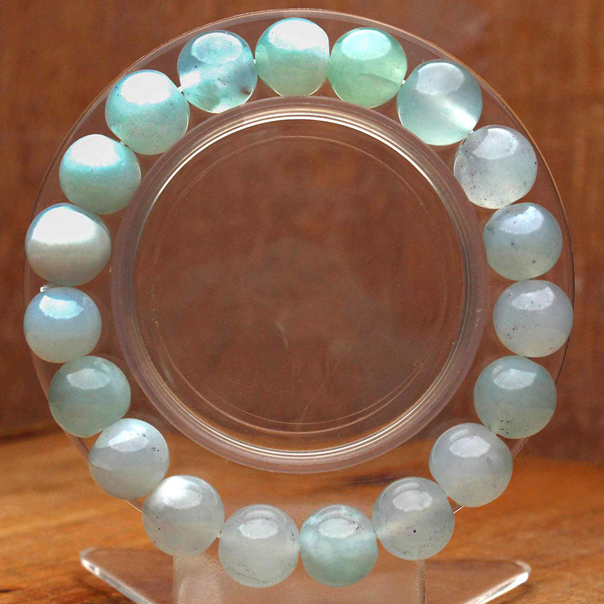 Ocean Blue Chalcedony Bead Bracelet Handmade Natural Round Gemstone Jewelry 163 Ct