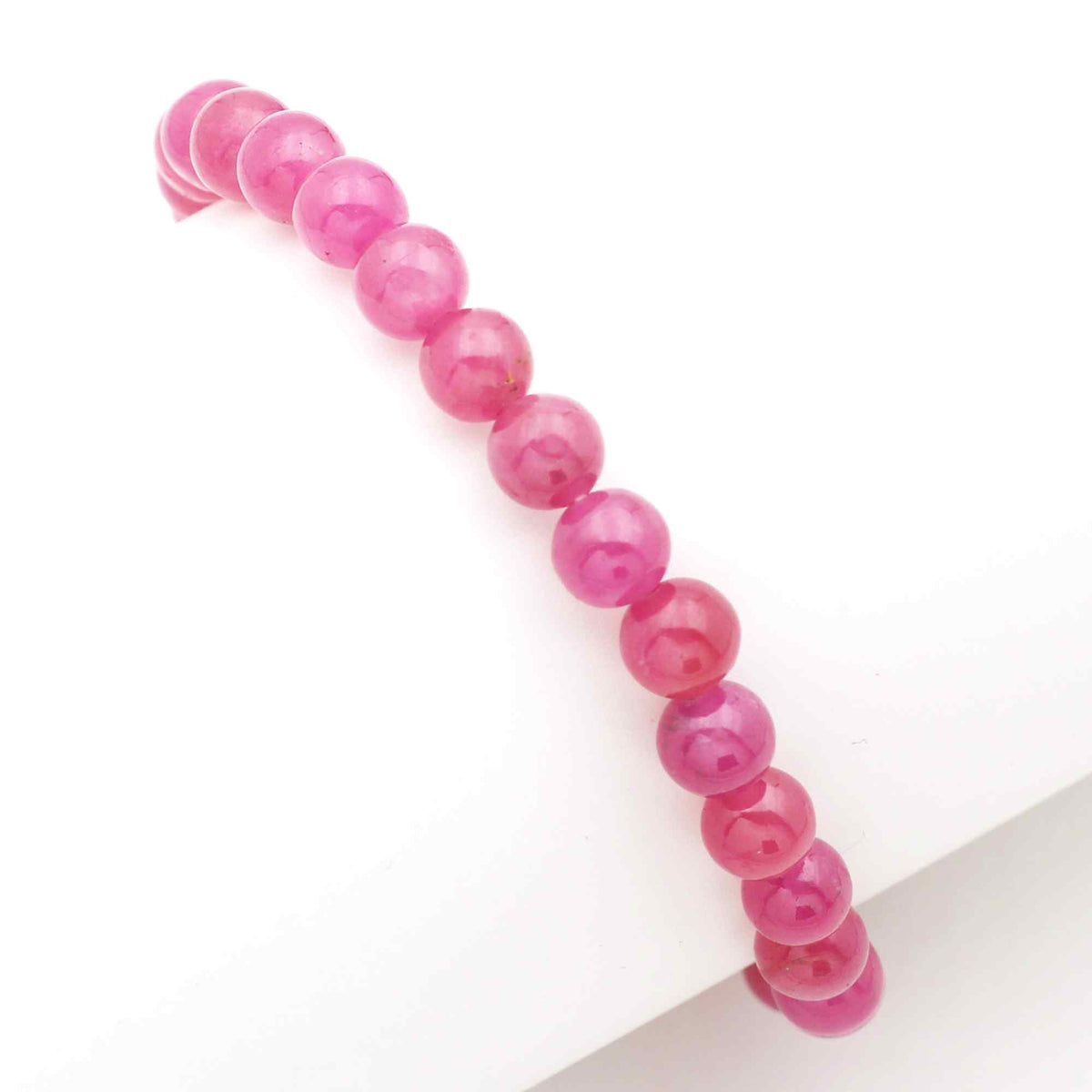 Natural Pink Sapphire Genuine Gemstone Stretch Bracelet Handmade Round Bead Band Bracelet 89 Ct