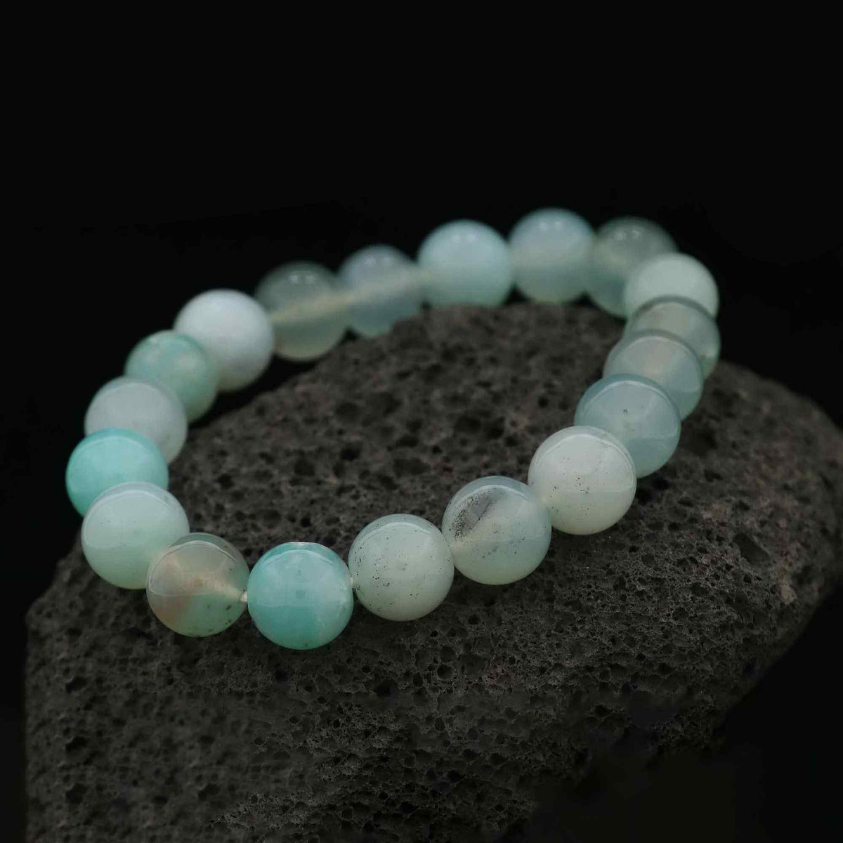 Premium Aqua Chalcedony Wrist Bracelet Round Gemstone Beads 170 Ct Handmade