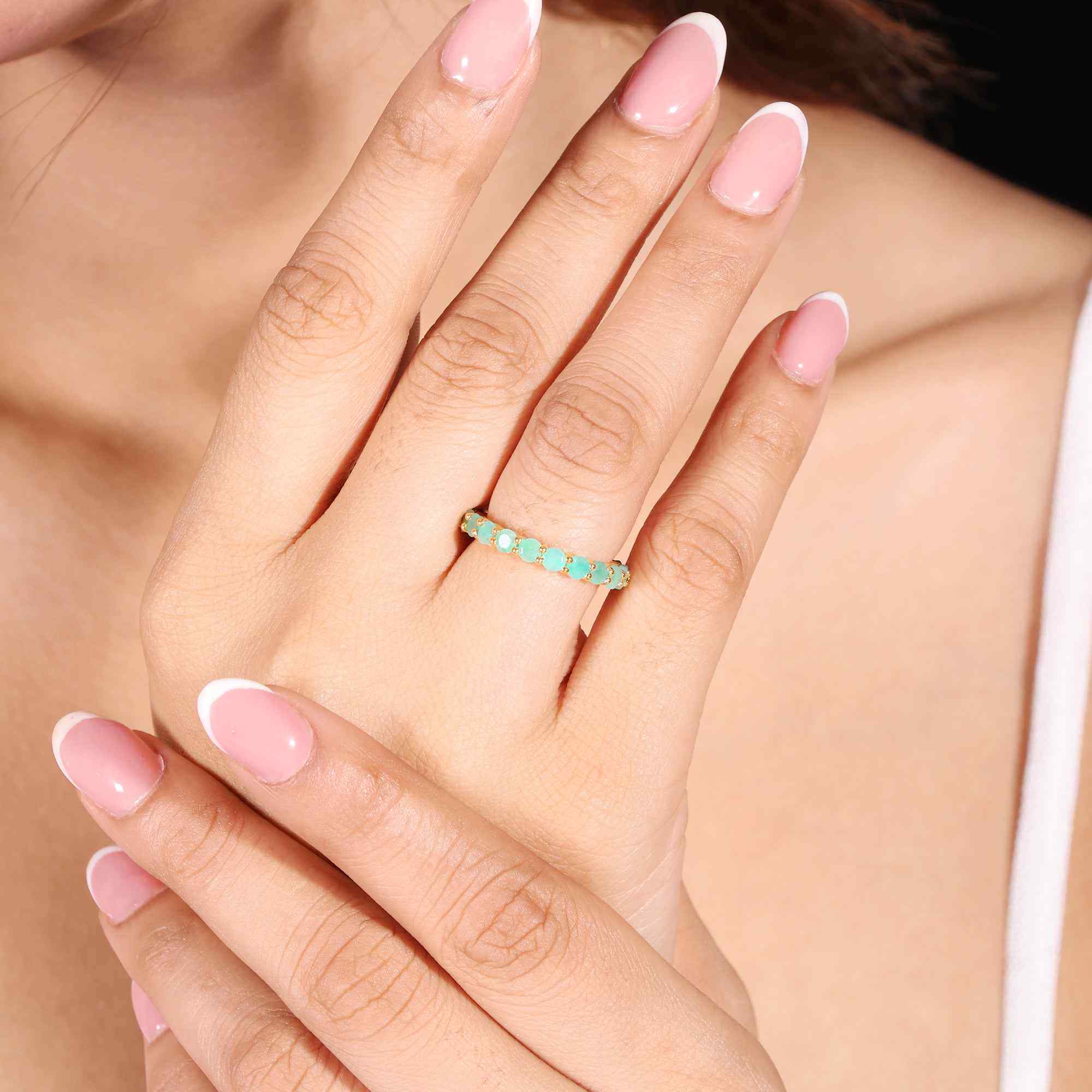Natural Emerald 3mm Round Cut Ring 925 Sterling Silver Handmade Green Gemstone Solitaire Ring