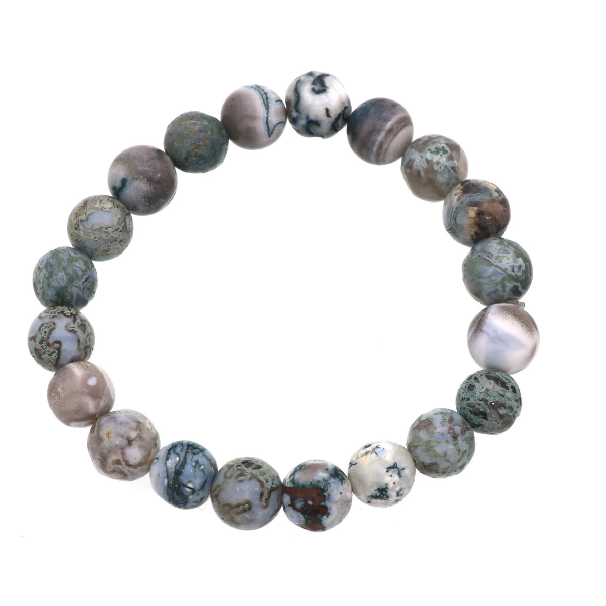 Natural Moss Green Opal Bracelet Round Plain Gemstone Beads Handmade