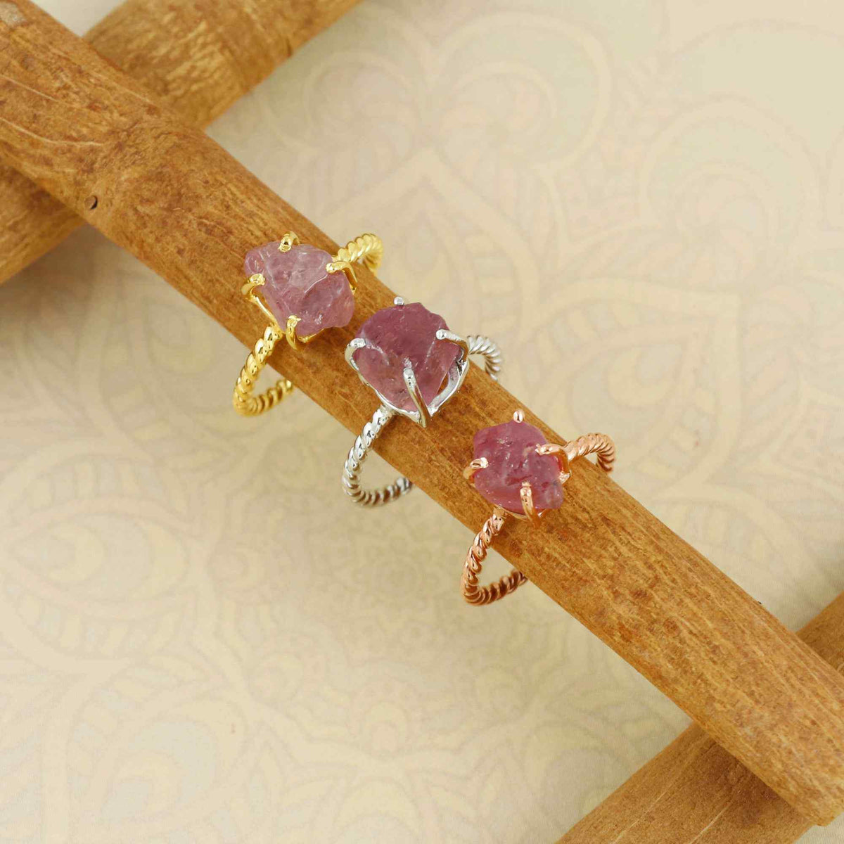 Raw Multi Spinel Ring in 925 Sterling Silver Rough Gemstone Ring Handmade Jewelry Gift for Her