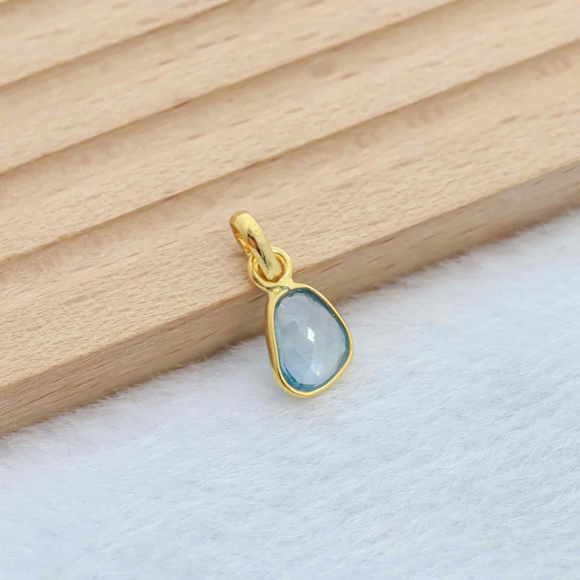 Natural Blue Zircon Rose Cut Pendant Small Blue Gemstone Pendant 925 Sterling Silver Handmade Jewelry Gift