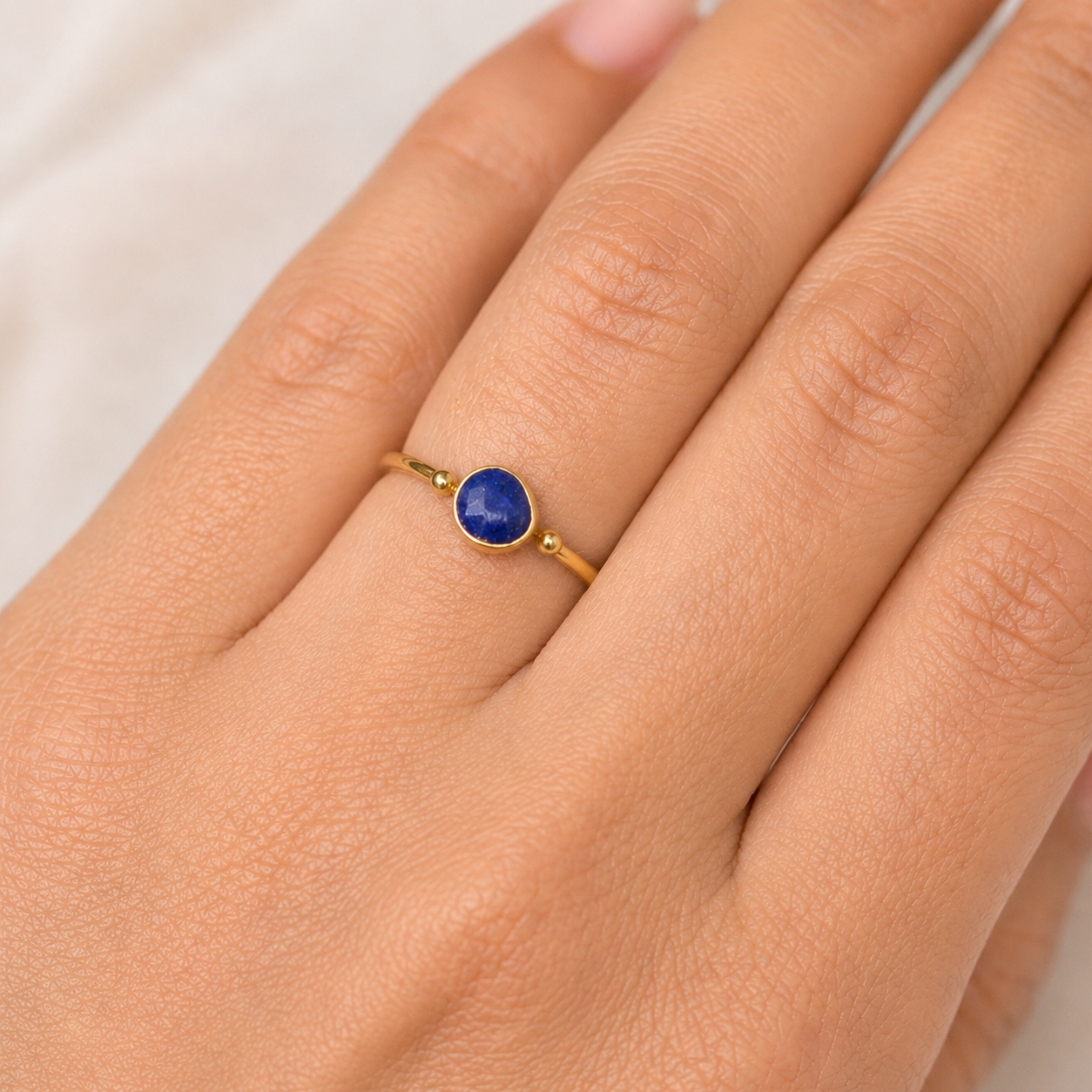 Lapis Lazuli Ring in Yellow Gold Plated 925 Sterling Silver