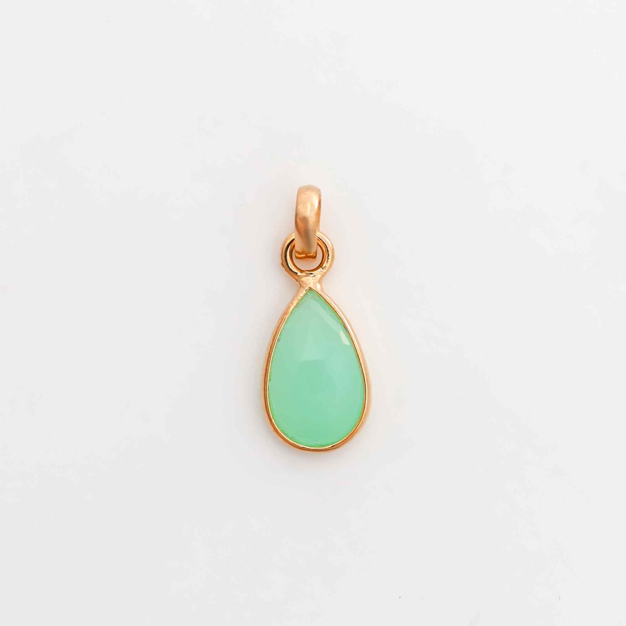 Chrysoprase Rose Cut Pendant Medium Natural Green Gemstone Pendant 925 Sterling Silver Handmade Jewelry Gift