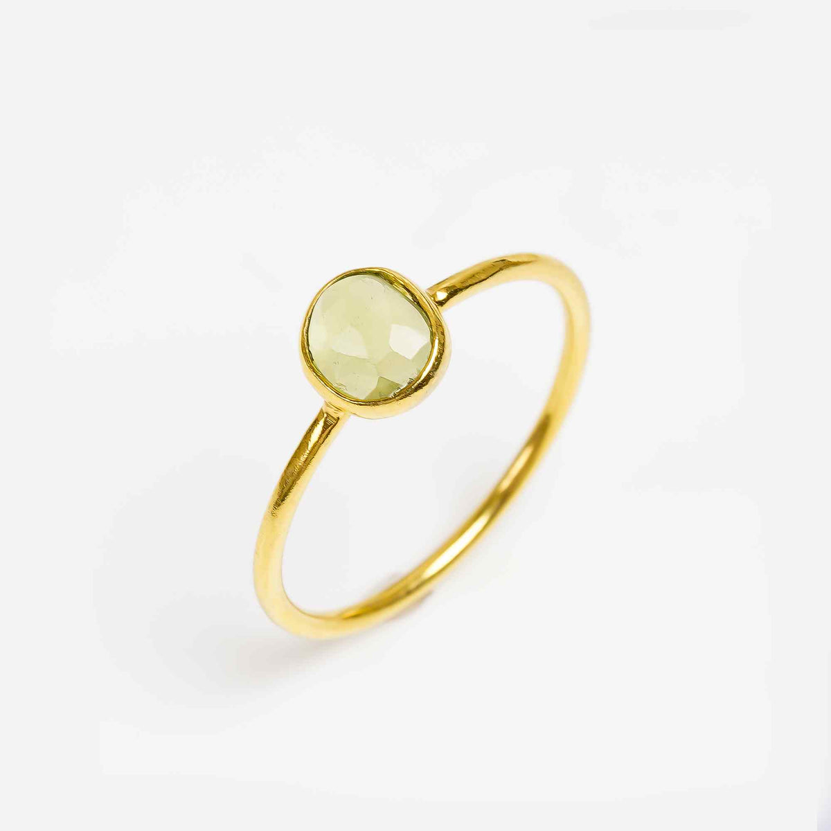 Peridot Ring Yellow Gold Plated 925 Sterling Silver Natural Peridot Ring Handmade August Birthstone Jewelry