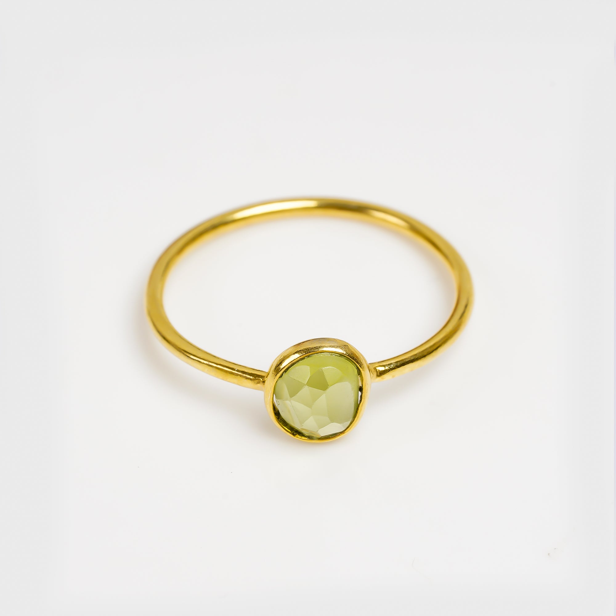 Peridot Ring Yellow Gold Plated 925 Sterling Silver Natural Peridot Ring Handmade August Birthstone Jewelry