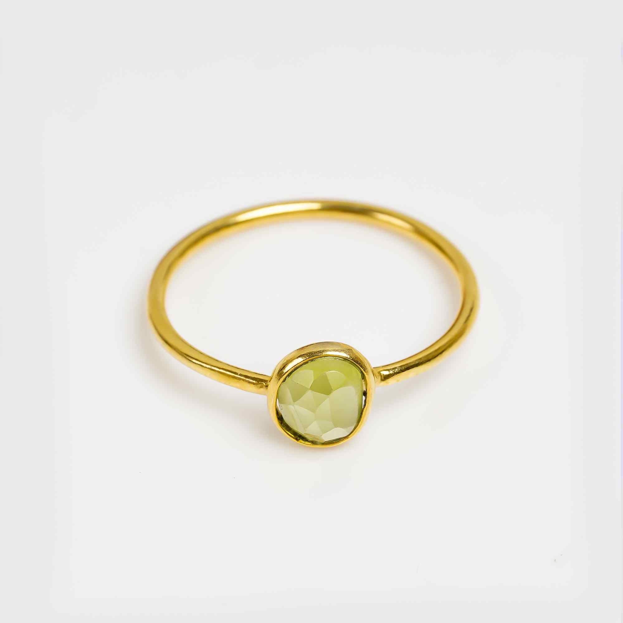Peridot Ring Yellow Gold Plated 925 Sterling Silver Natural Peridot Ring Handmade August Birthstone Jewelry